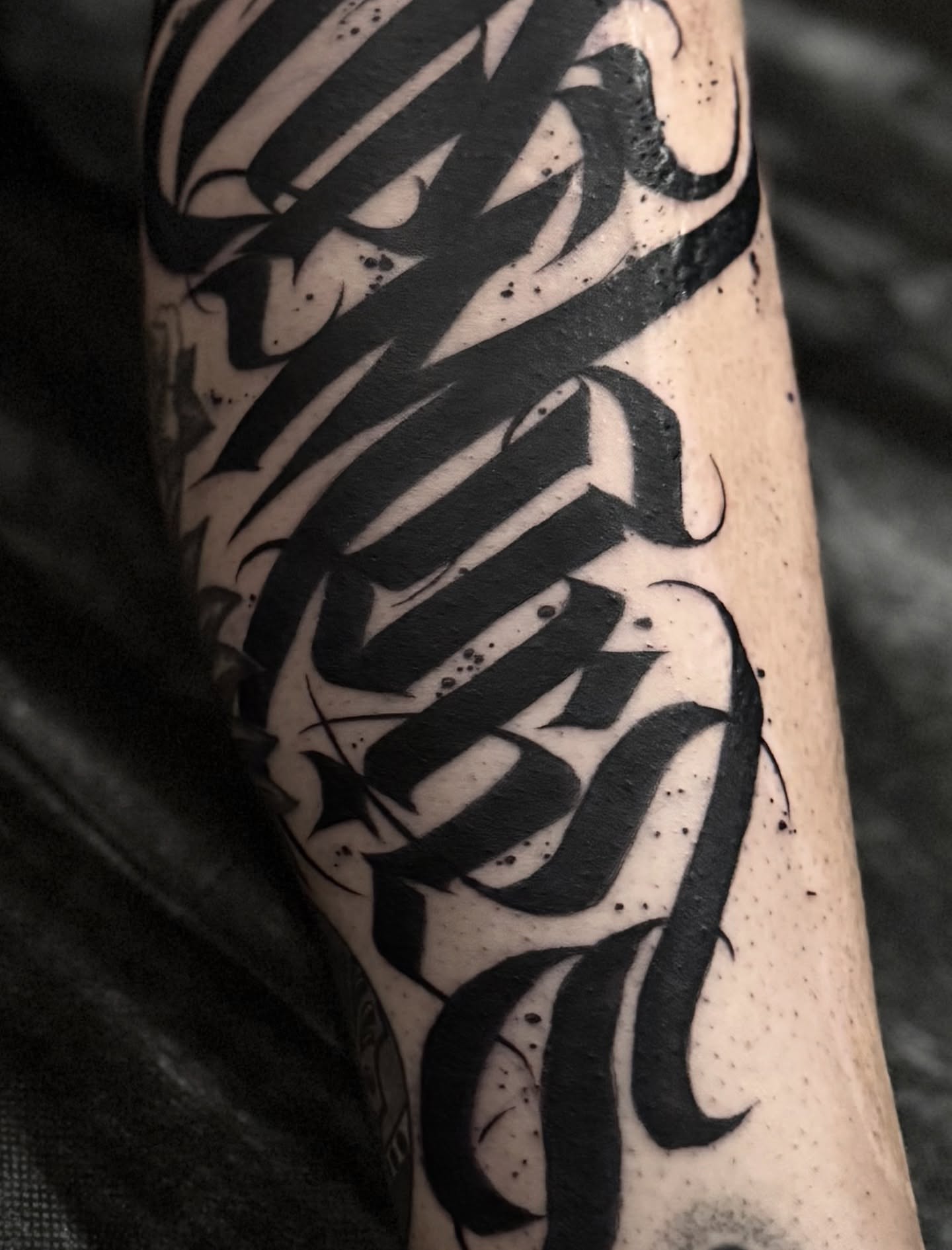 Script lettering lettering script tattoo on the forearm by Wiser Oner- Salt Lake City Tattoo Artist, Salt Lake City, Utah