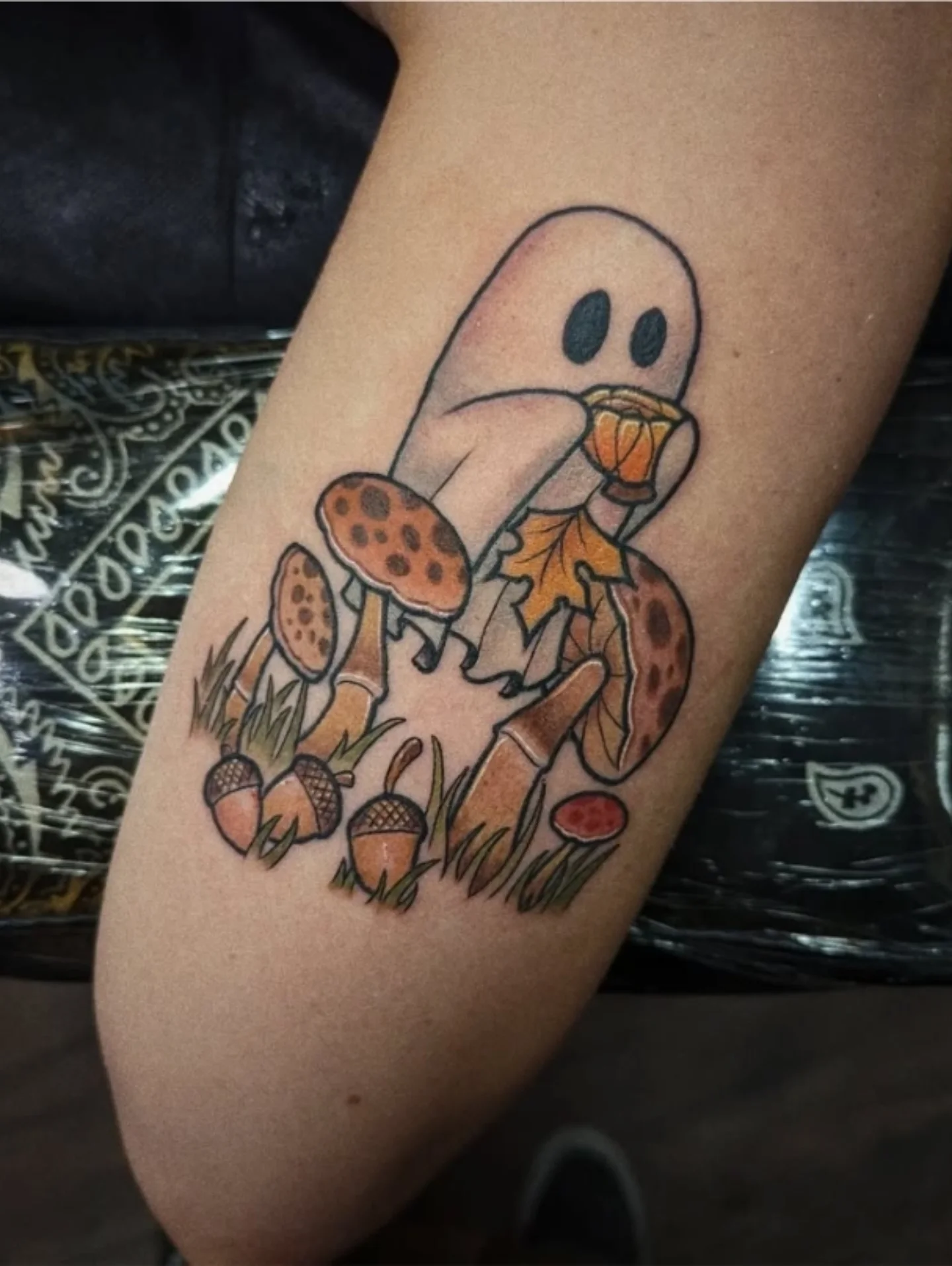 Ghost with mushrooms dotwork tattoo on the forearm by 𝑹𝒆𝒚𝒎𝒂𝒓𝒄 𝑫𝒂𝒚𝒂𝒖𝒐𝒏