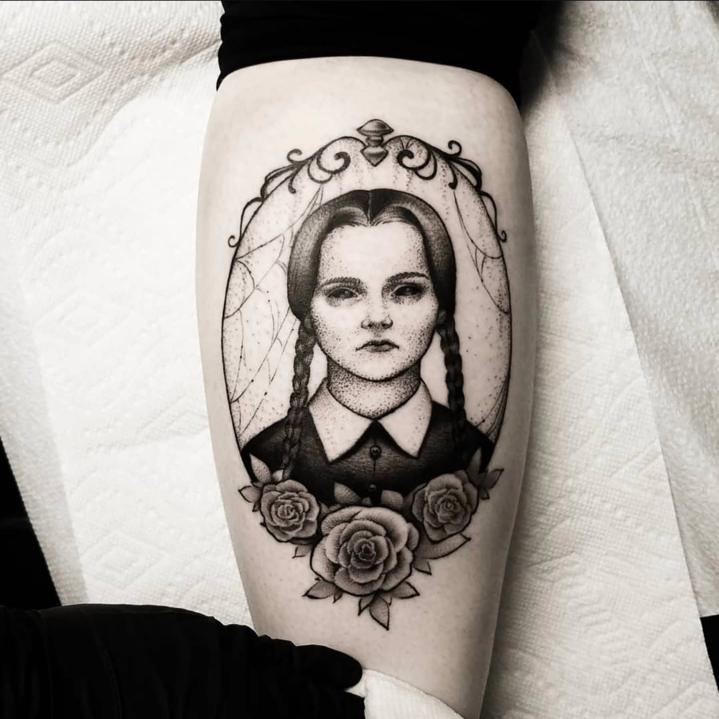 Tattoo by @daniryantattoos — dotwork, black_and_grey
