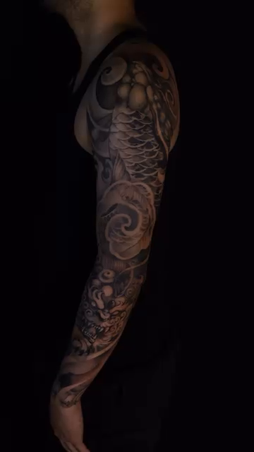Dragon and koi japanese irezumi tattoo by LaurenBeez