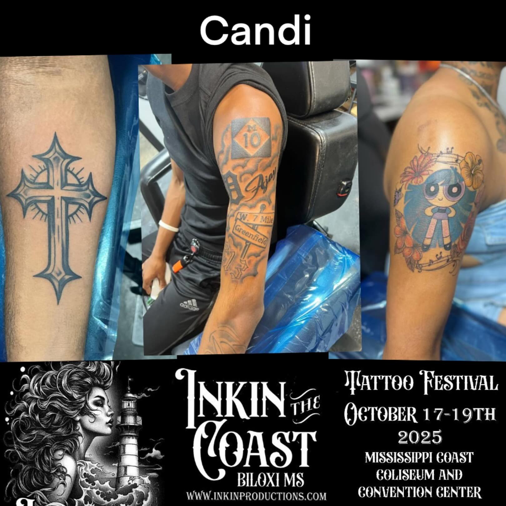 Cross black and grey tattoo on the upper arm by CandiCoatedInk