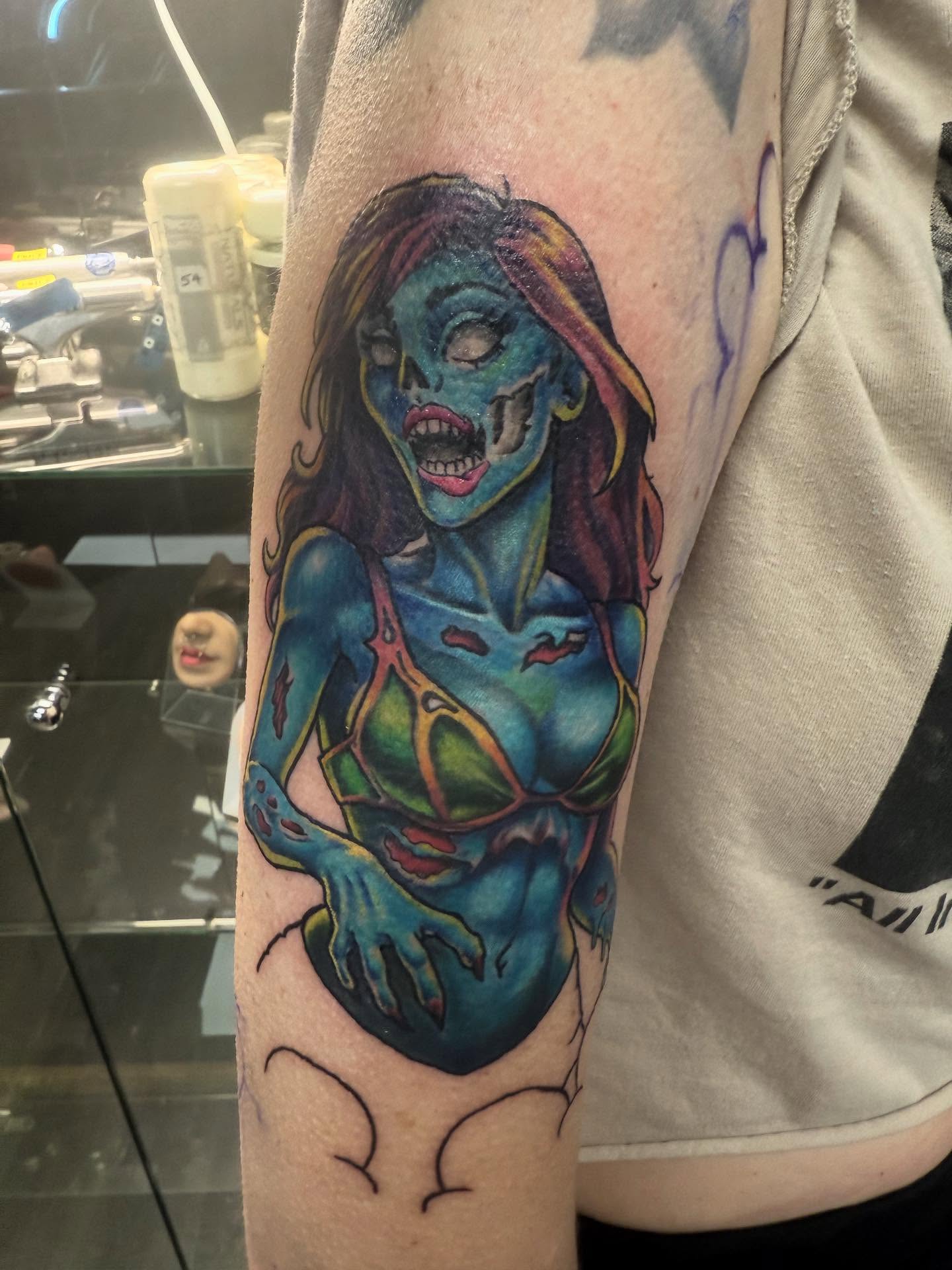 Tattoo by @tattman9000 — dotwork, realism