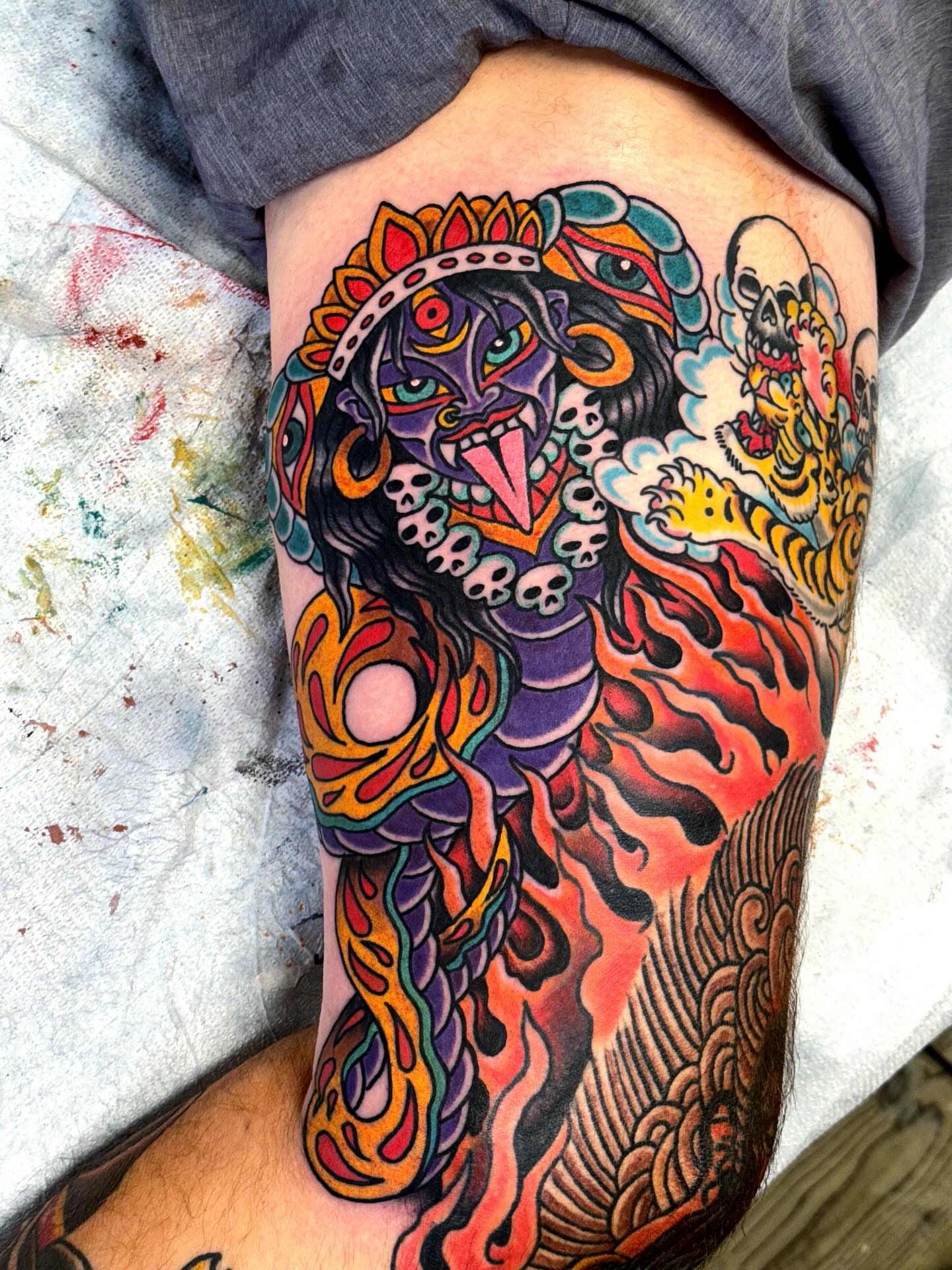 Tattoo by @chrisspriggs — japanese_irezumi, dotwork