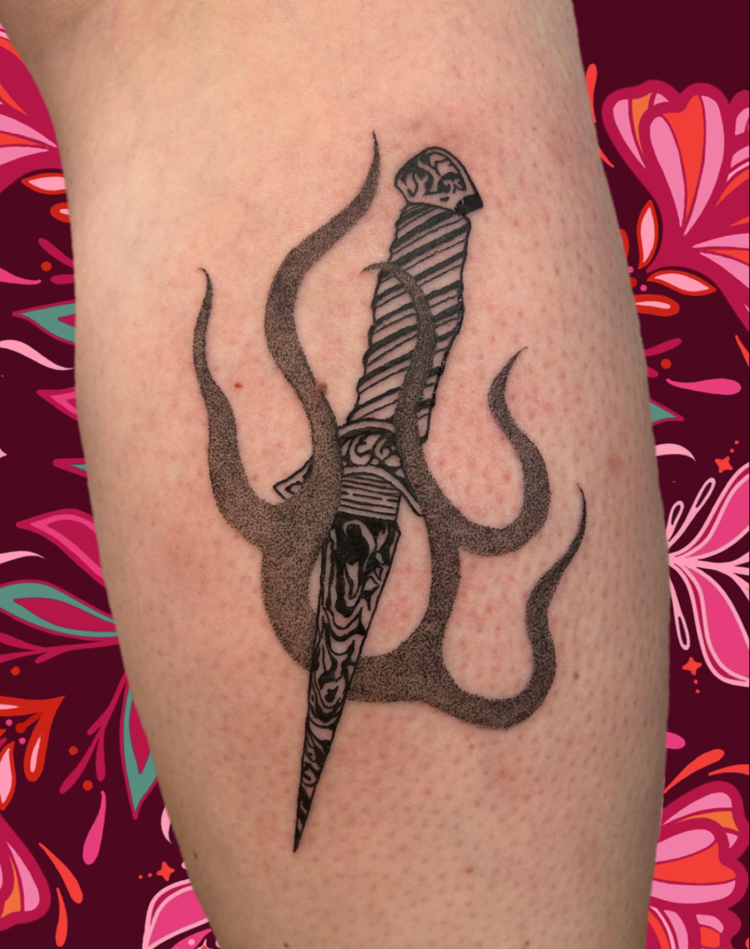 Knife and snake black and grey tattoo on the forearm by ❆ minneapolis tattoo artist ❆