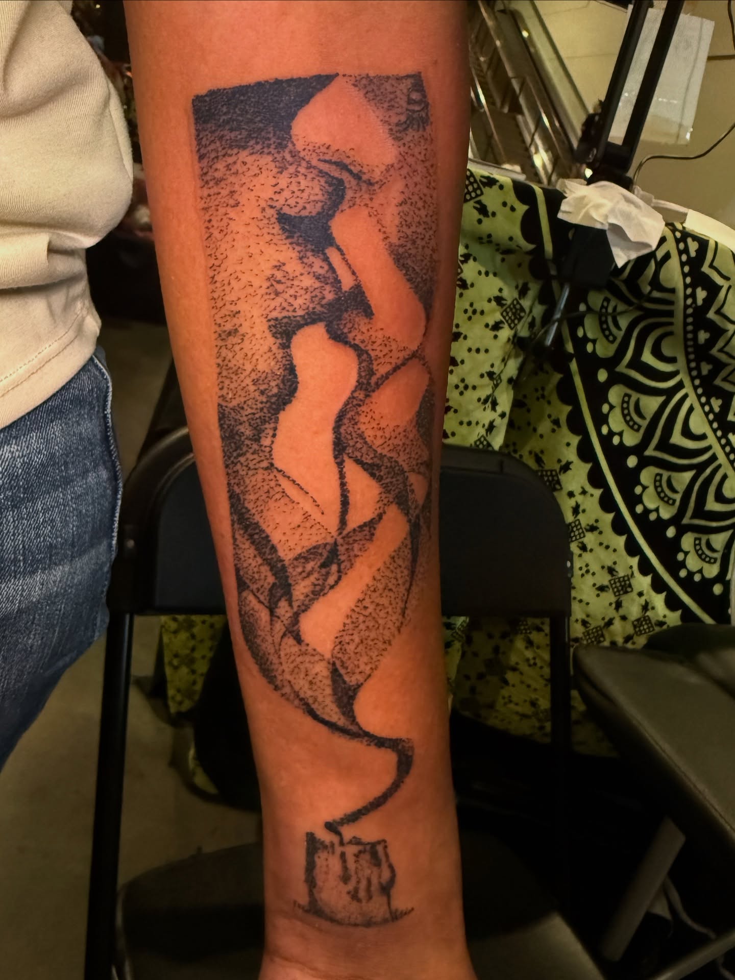 Abstract pattern dotwork tattoo on the forearm by Butta