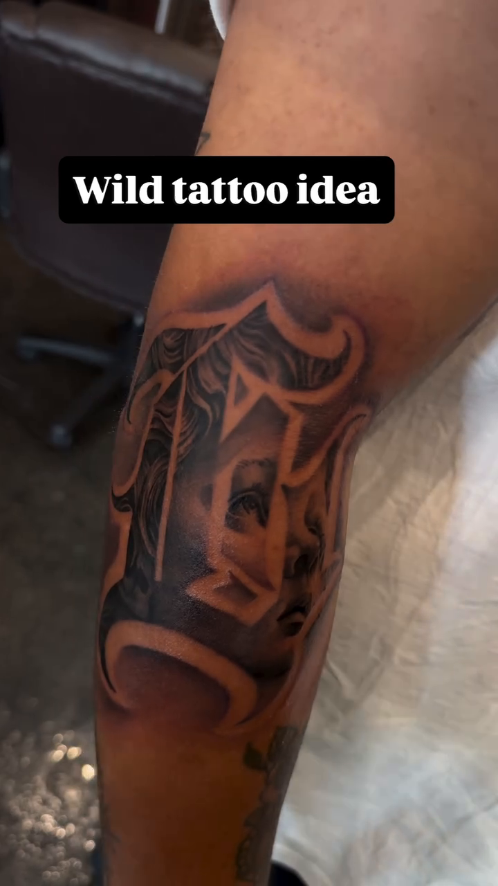 Letter D lettering script tattoo by Bernie calderon, Fresno, California