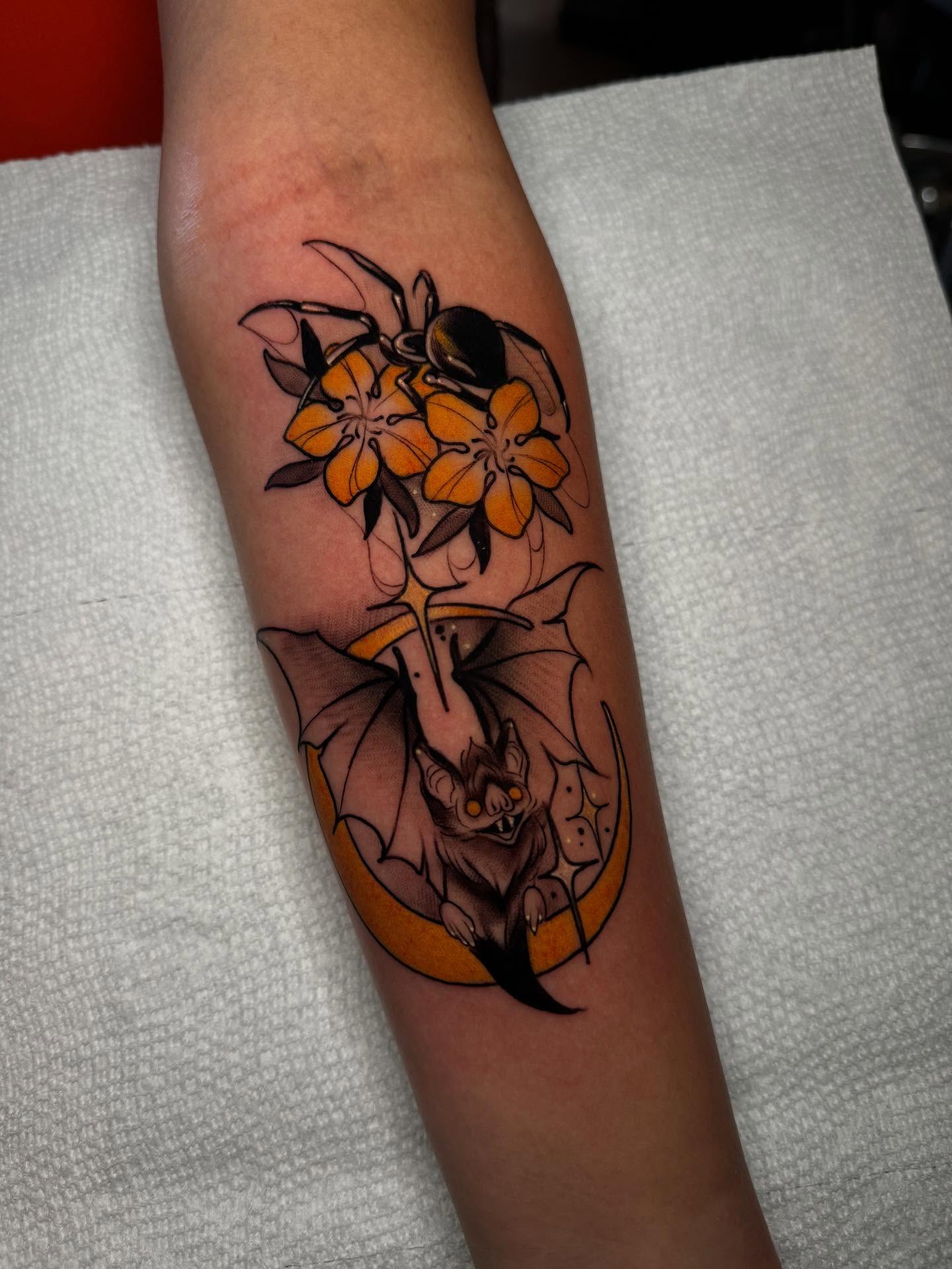 Tattoo by @robiscoffee — american_traditional, dotwork