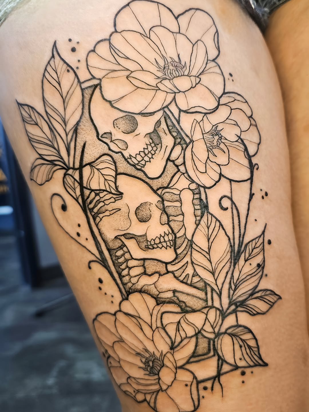Tattoo by @chimera_ink — dotwork, black_and_grey