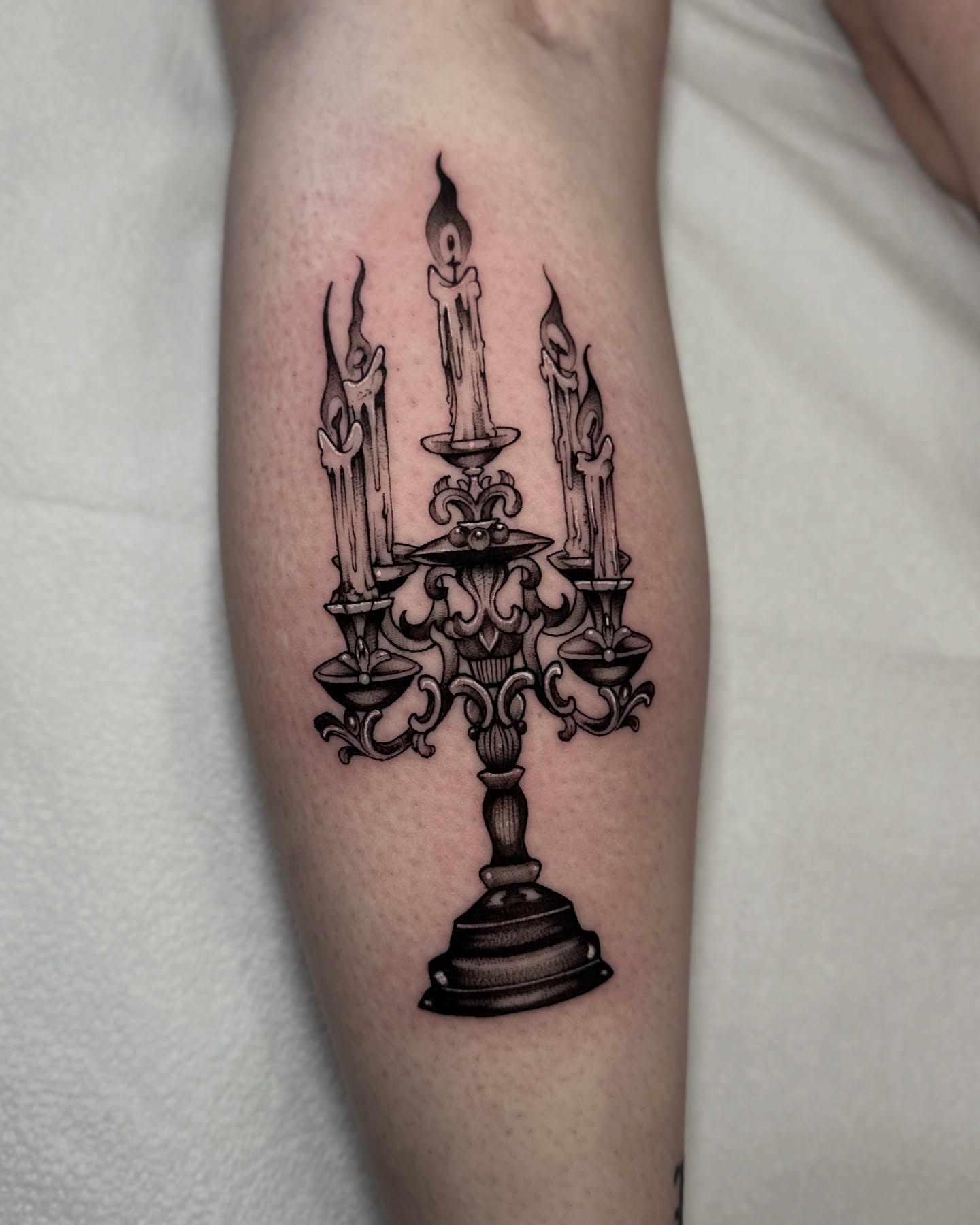 Tattoo by @hellbunnytattoos — black_and_grey
