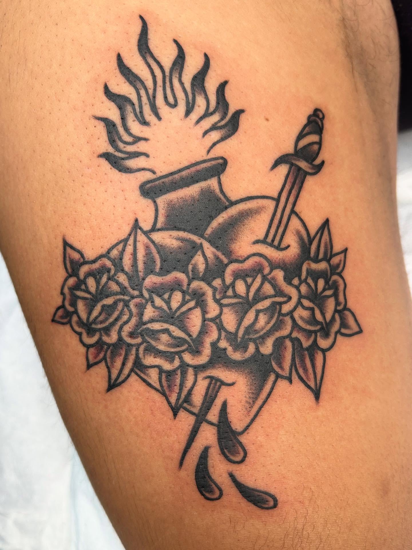 Tattoo by @sun.pokes_ — american_traditional, black_and_grey