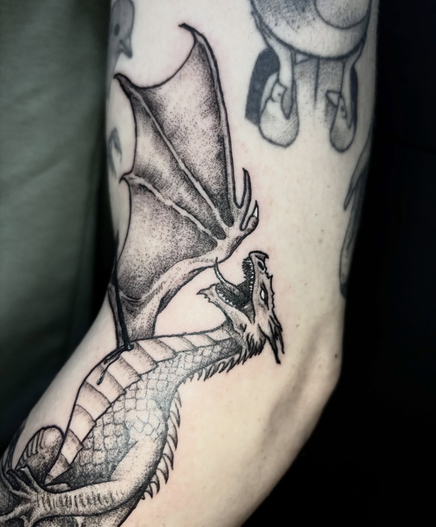 Tattoo by @whatashame.tattoos — dotwork, black_and_grey