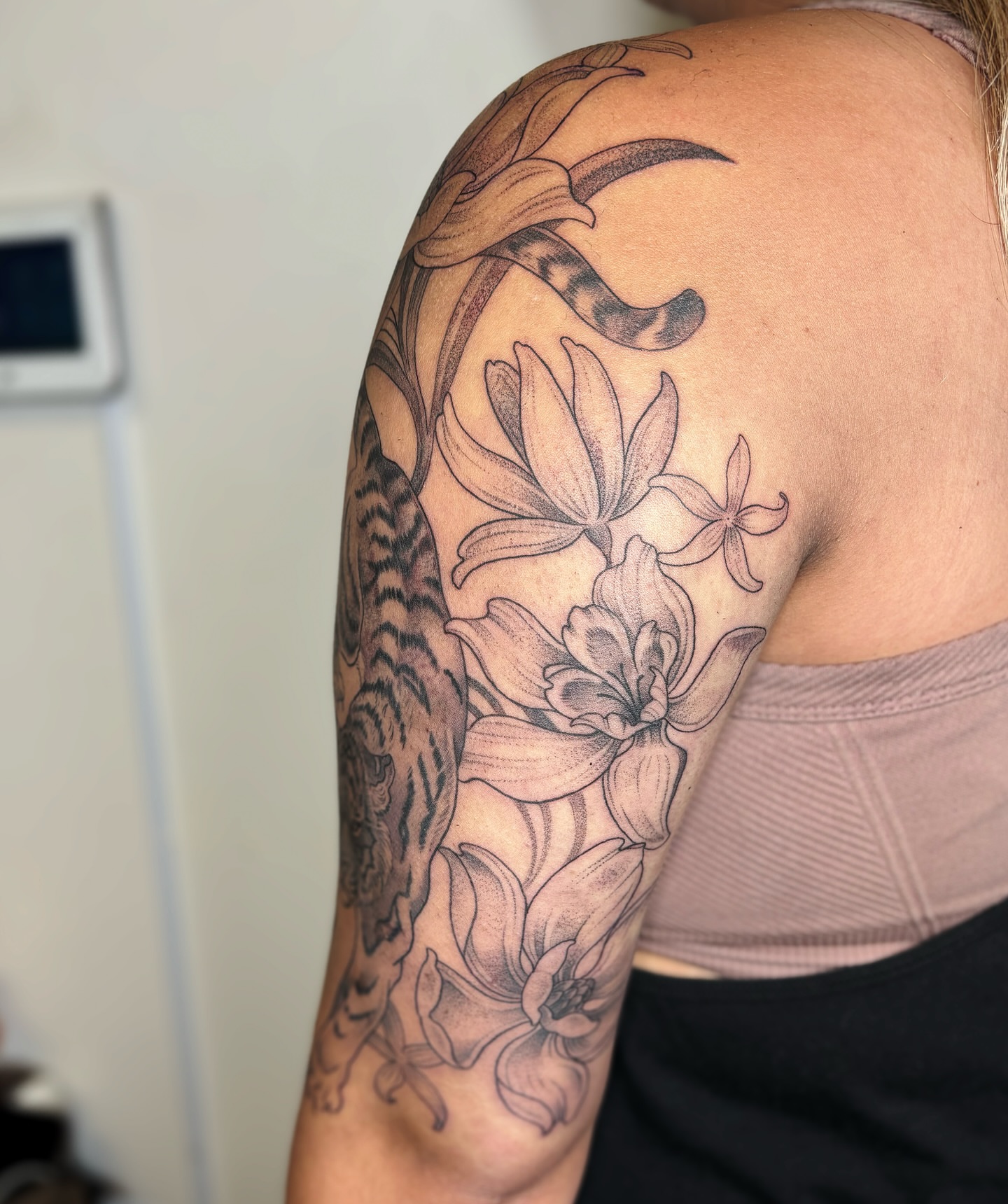 Tattoo by @kinseymillertattoo — black_and_grey, realism