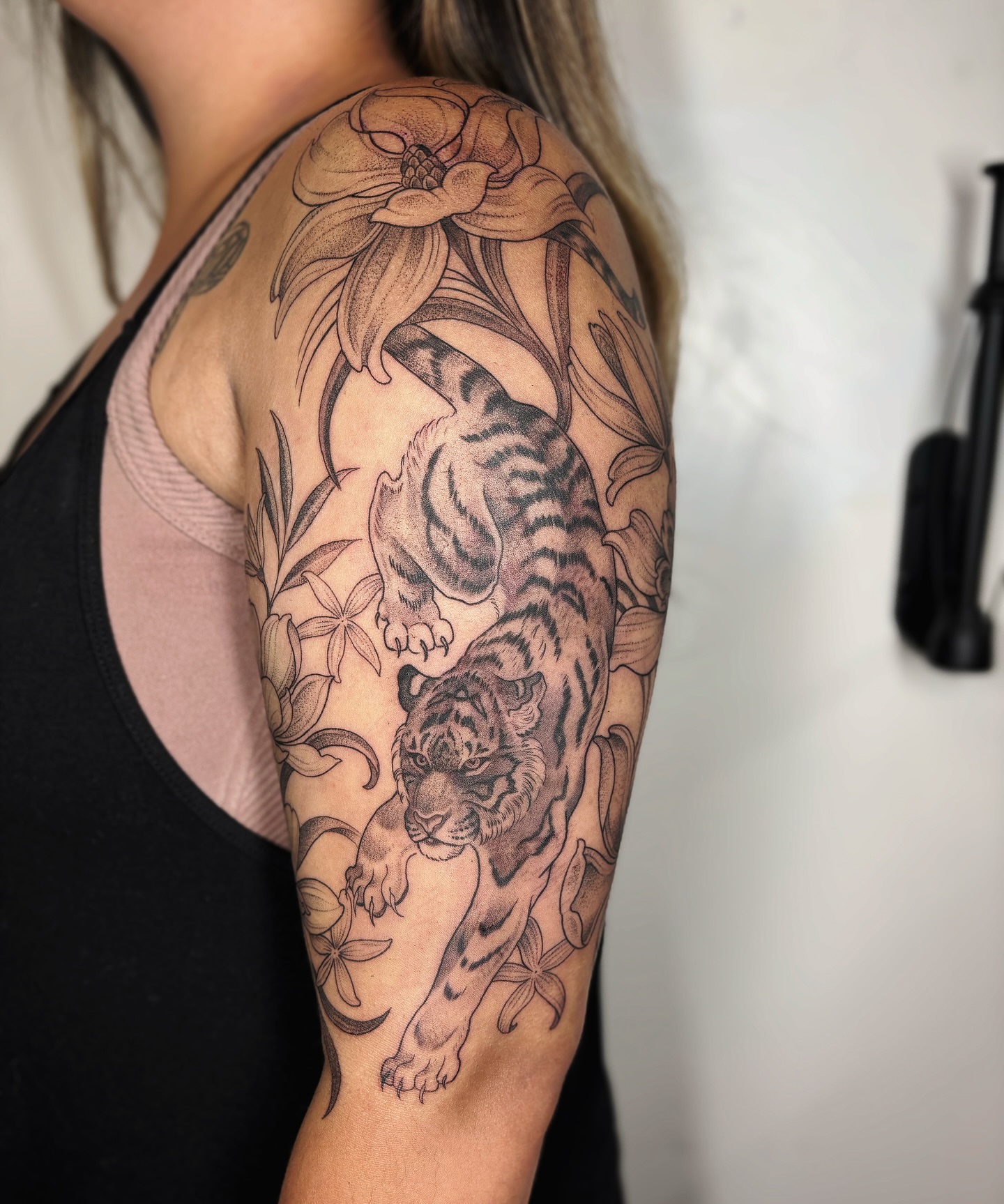 Tattoo by @kinseymillertattoo — black_and_grey, realism