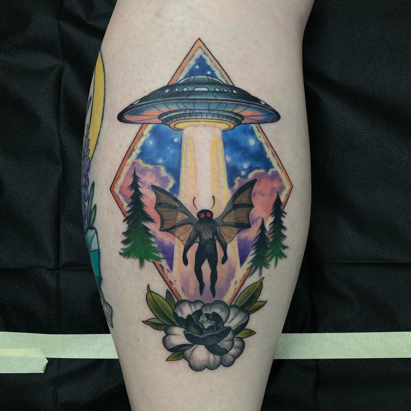 Alien abduction American traditional tattoo on the forearm by Nicole Parenti ✨, Franklin, Tennessee