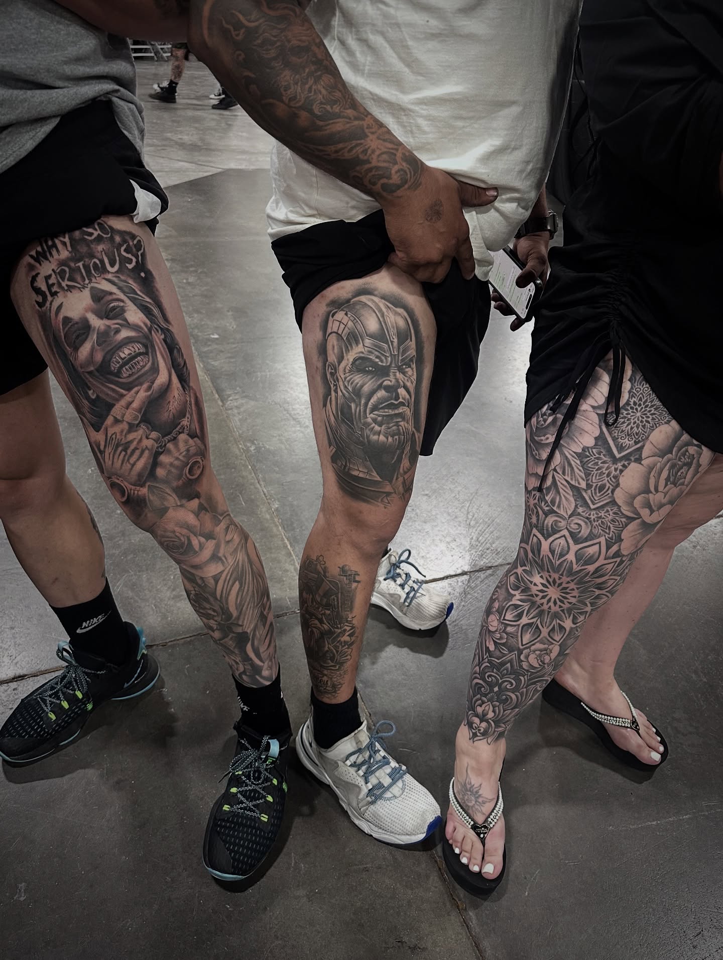 Joker black and grey tattoo on the leg by Tattoo Artist - the Goat