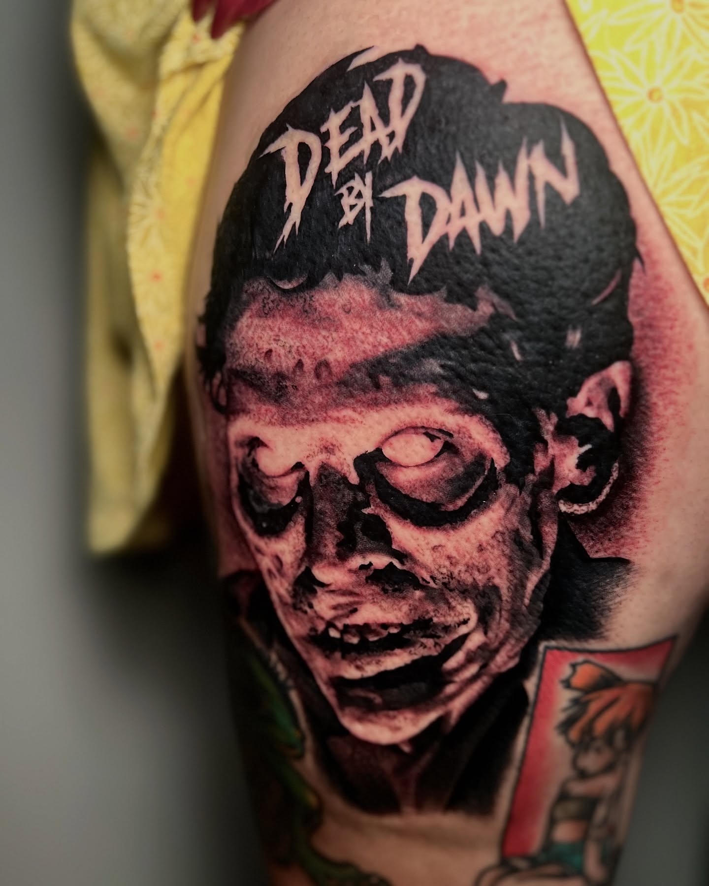 Zombie realism tattoo on the forearm by James Foltz