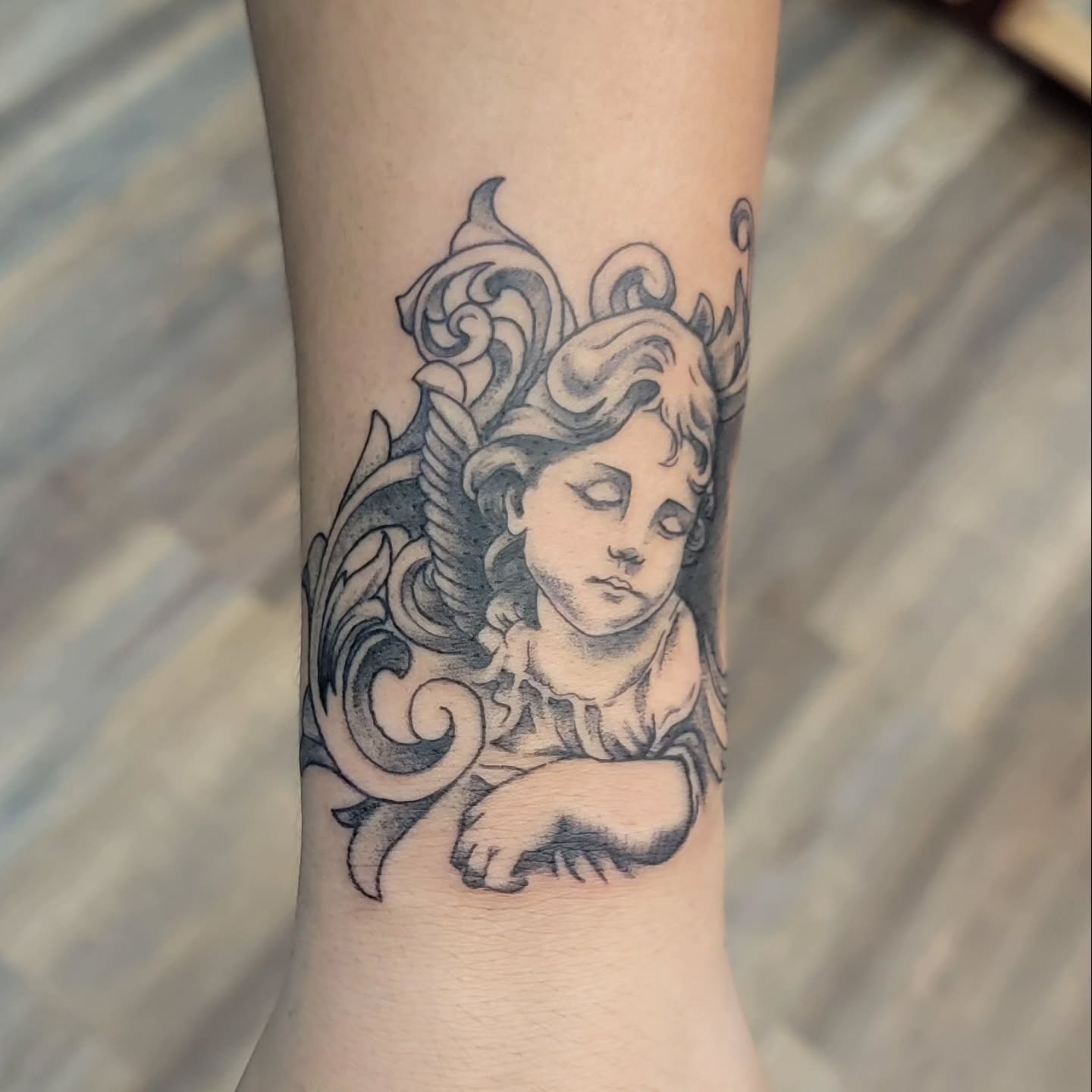 Tattoo by @hatchetfoot_art — black_and_grey, realism