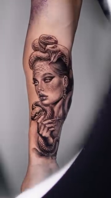 Medusa with snakes realism tattoo by Tattoo Artist Miami & la, Hollywood, Florida
