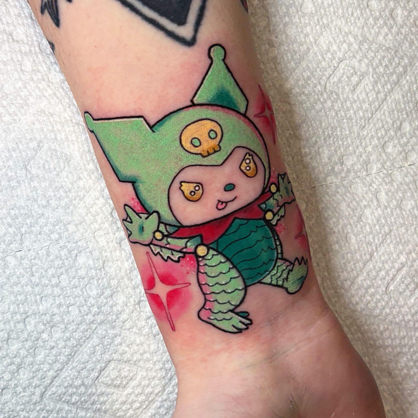 Jester character dotwork tattoo on the forearm by . 🎀 𝓚𝓪𝔂𝓵𝓪 𝓟𝓪𝓻𝓵𝓮𝓮 🎀 .