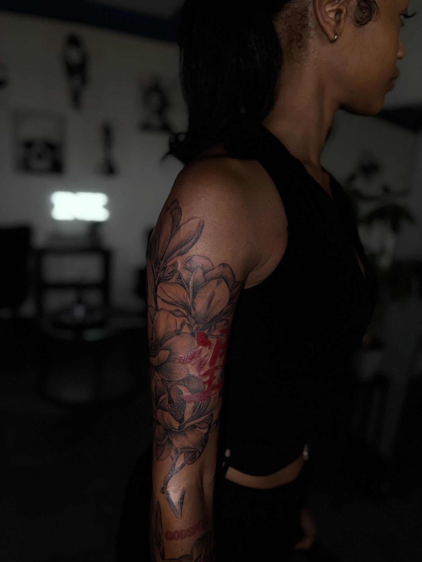 Tattoo by @shyluhv — black_and_grey