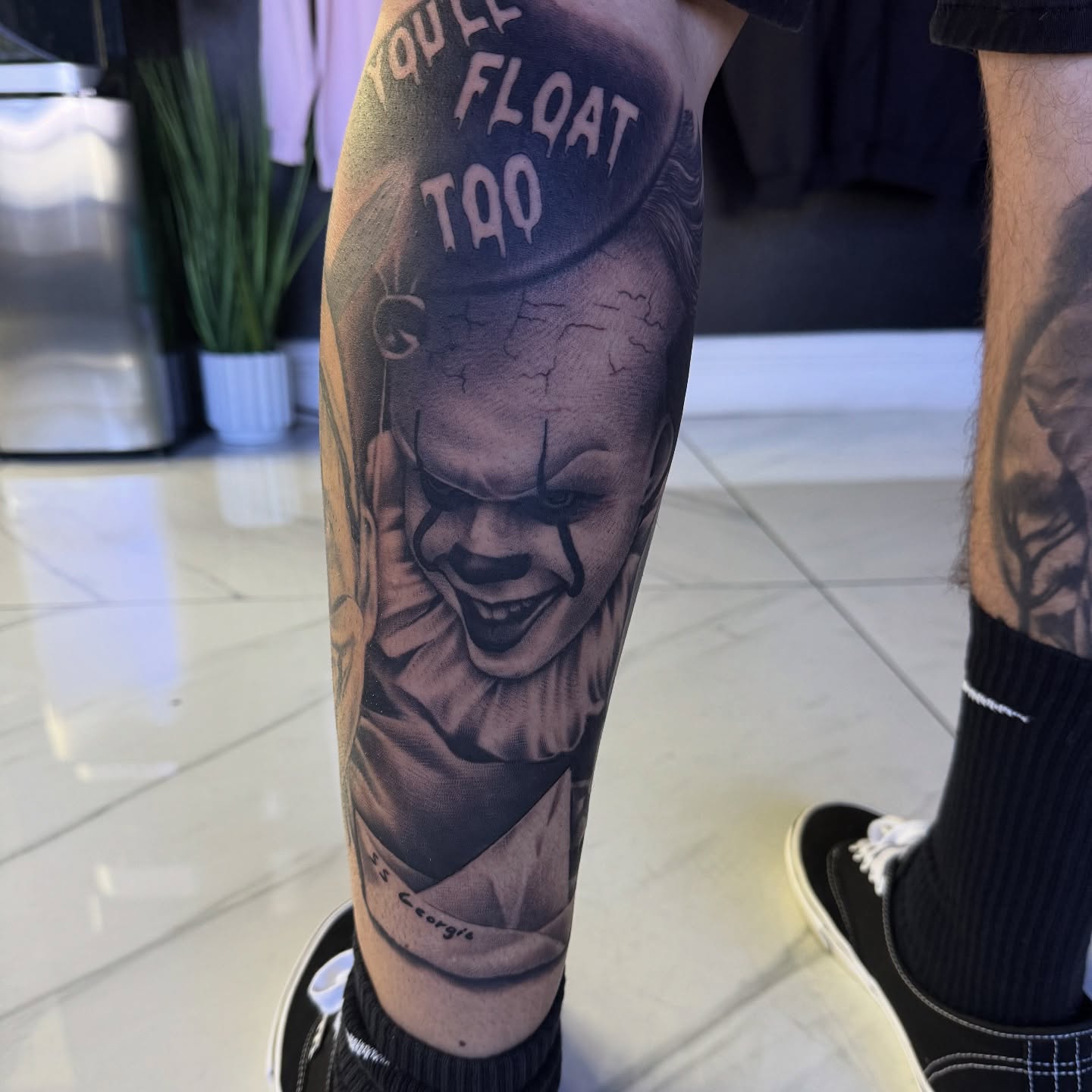 Pennywise realism tattoo on the forearm by Nick Campbell