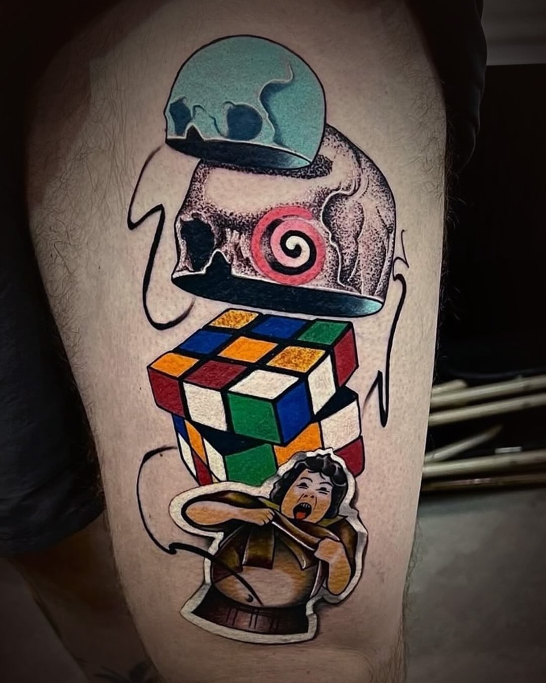 Tattoo by @randy_templin_ — american_traditional, dotwork
