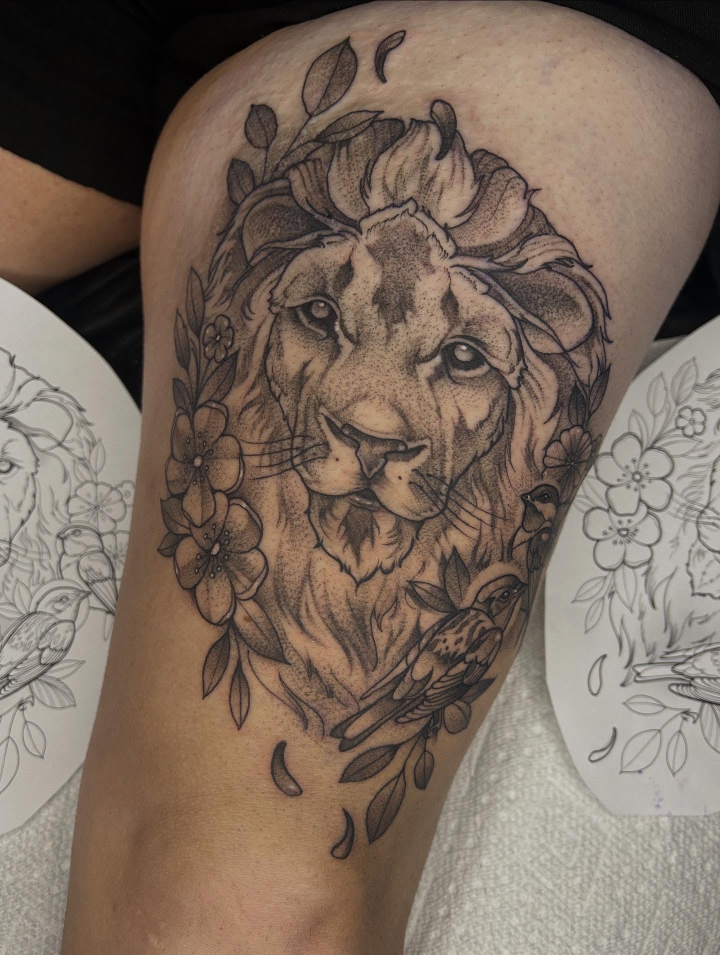 Tattoo by @lovelytattooing — dotwork, realism