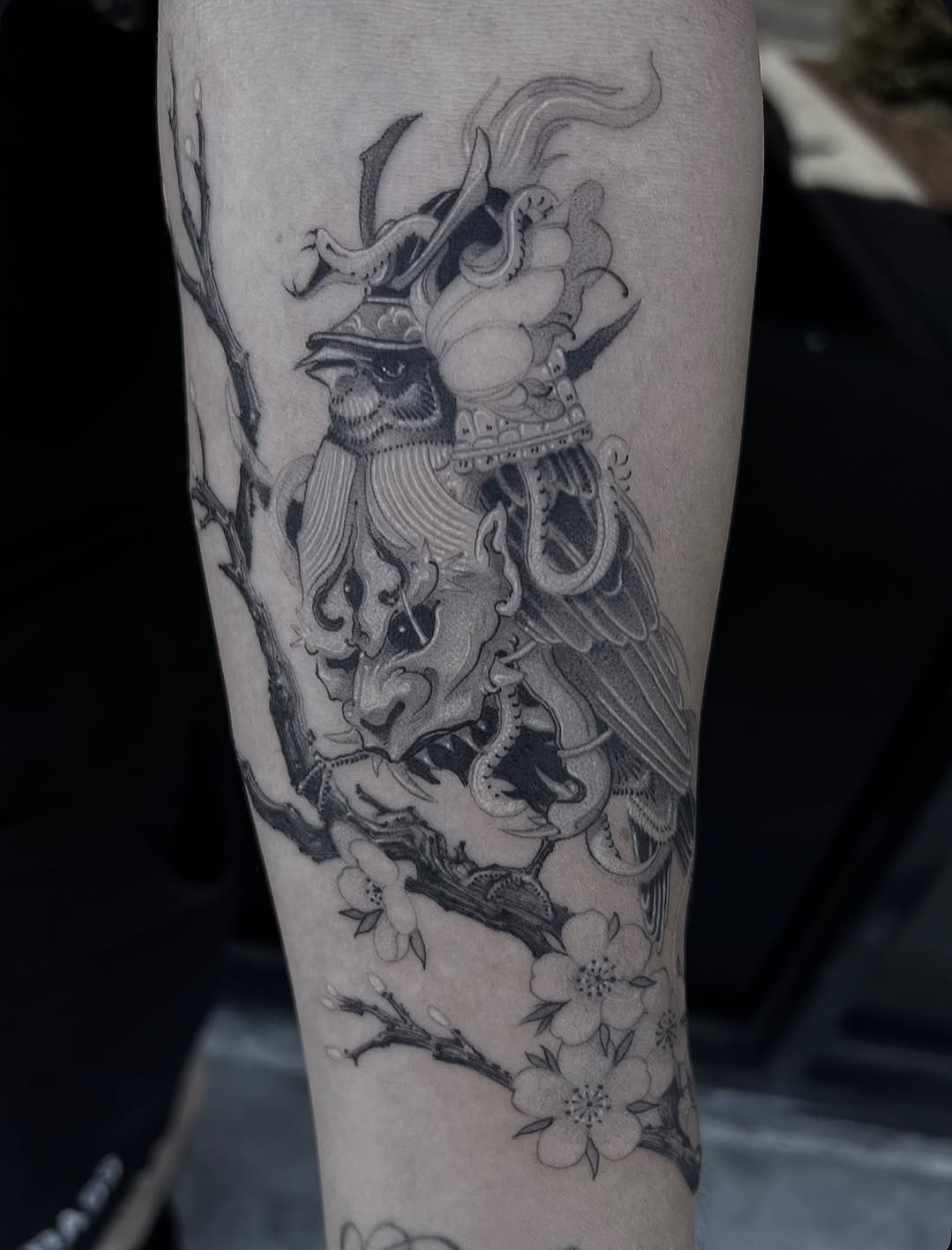 Tattoo by @amorfirme — japanese_irezumi, black_and_grey