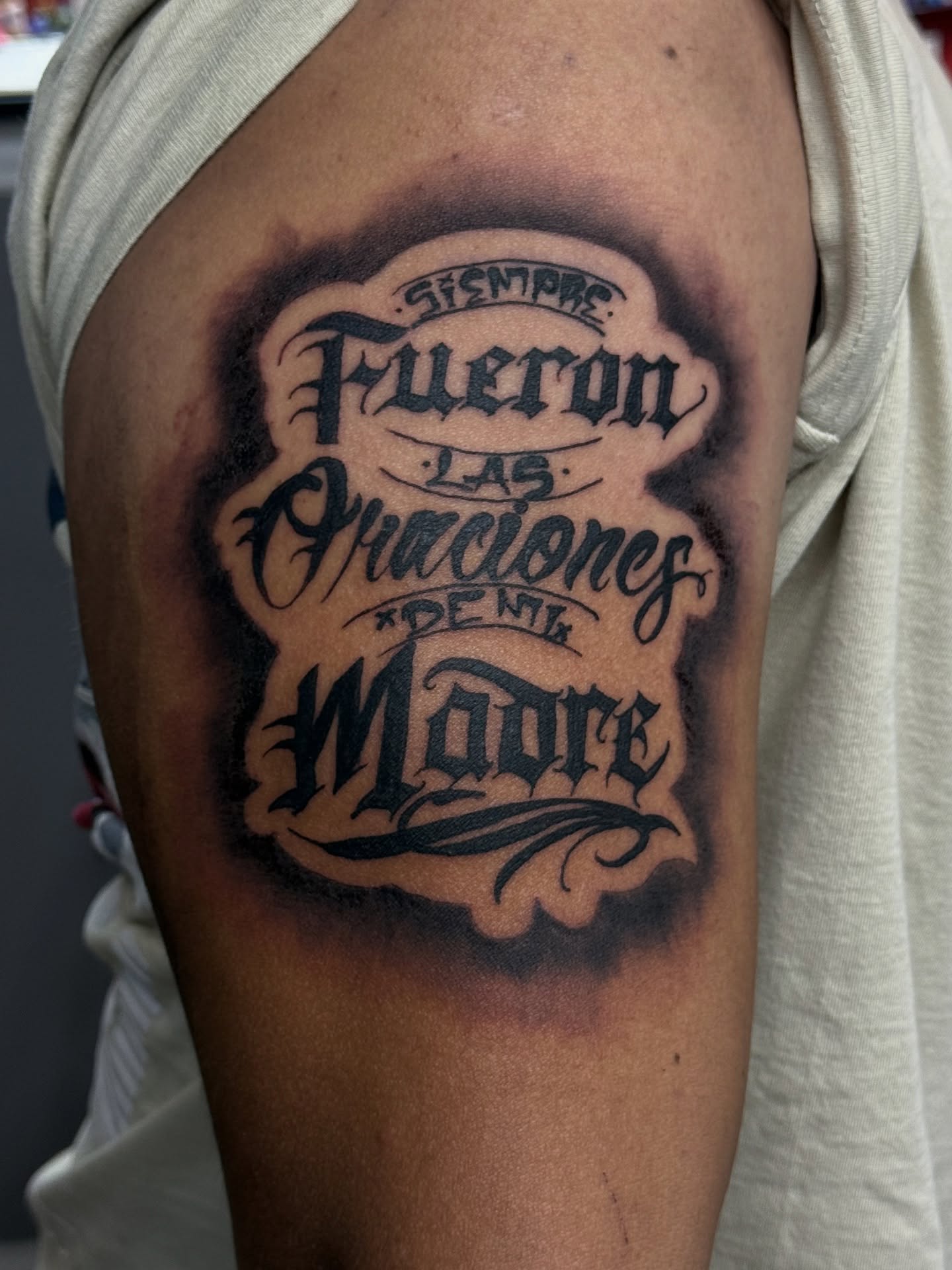 Tattoo by @doughboystabs — lettering_script