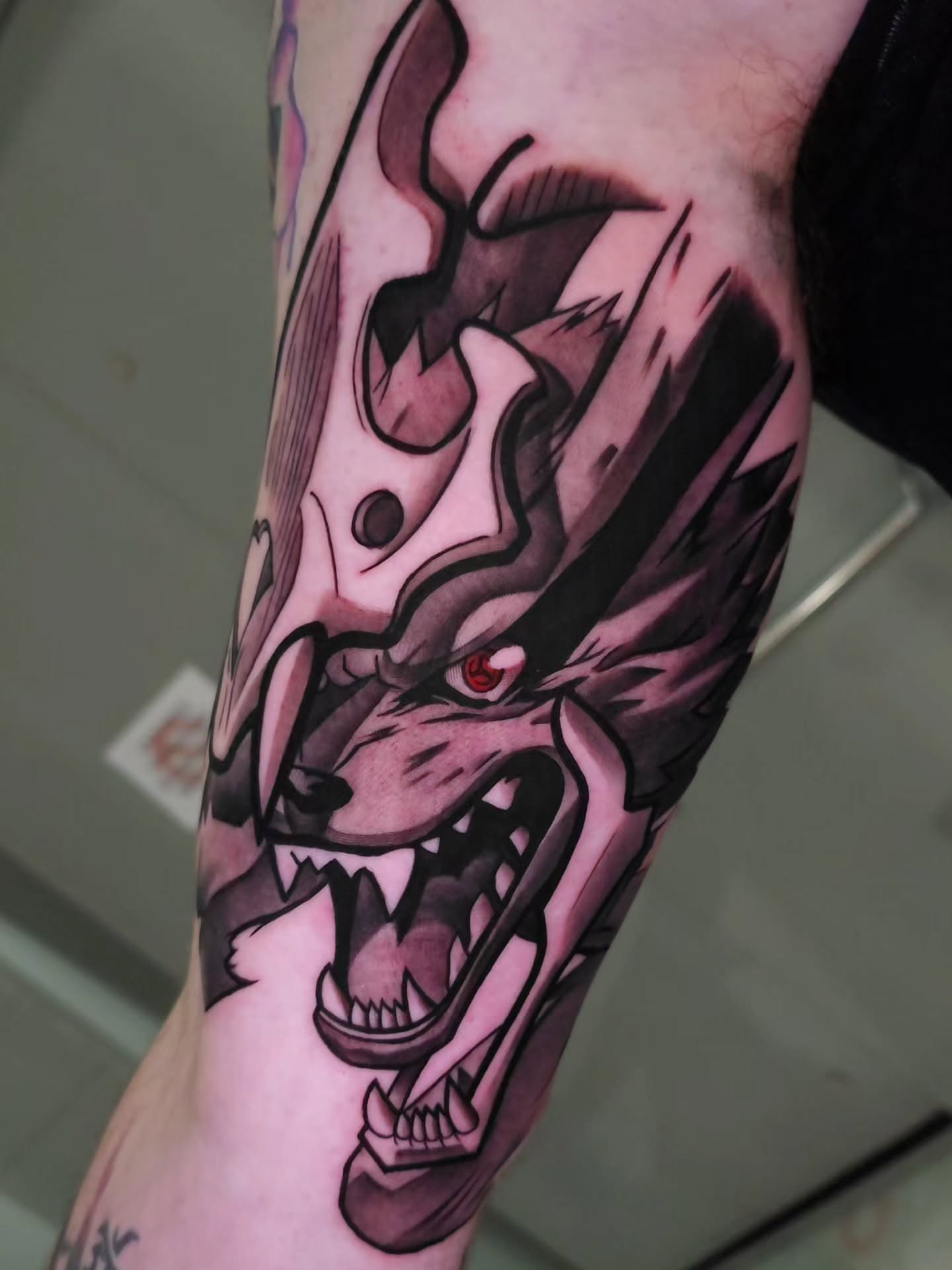 Wolf dark realism tattoo on the forearm by Javier M Davila