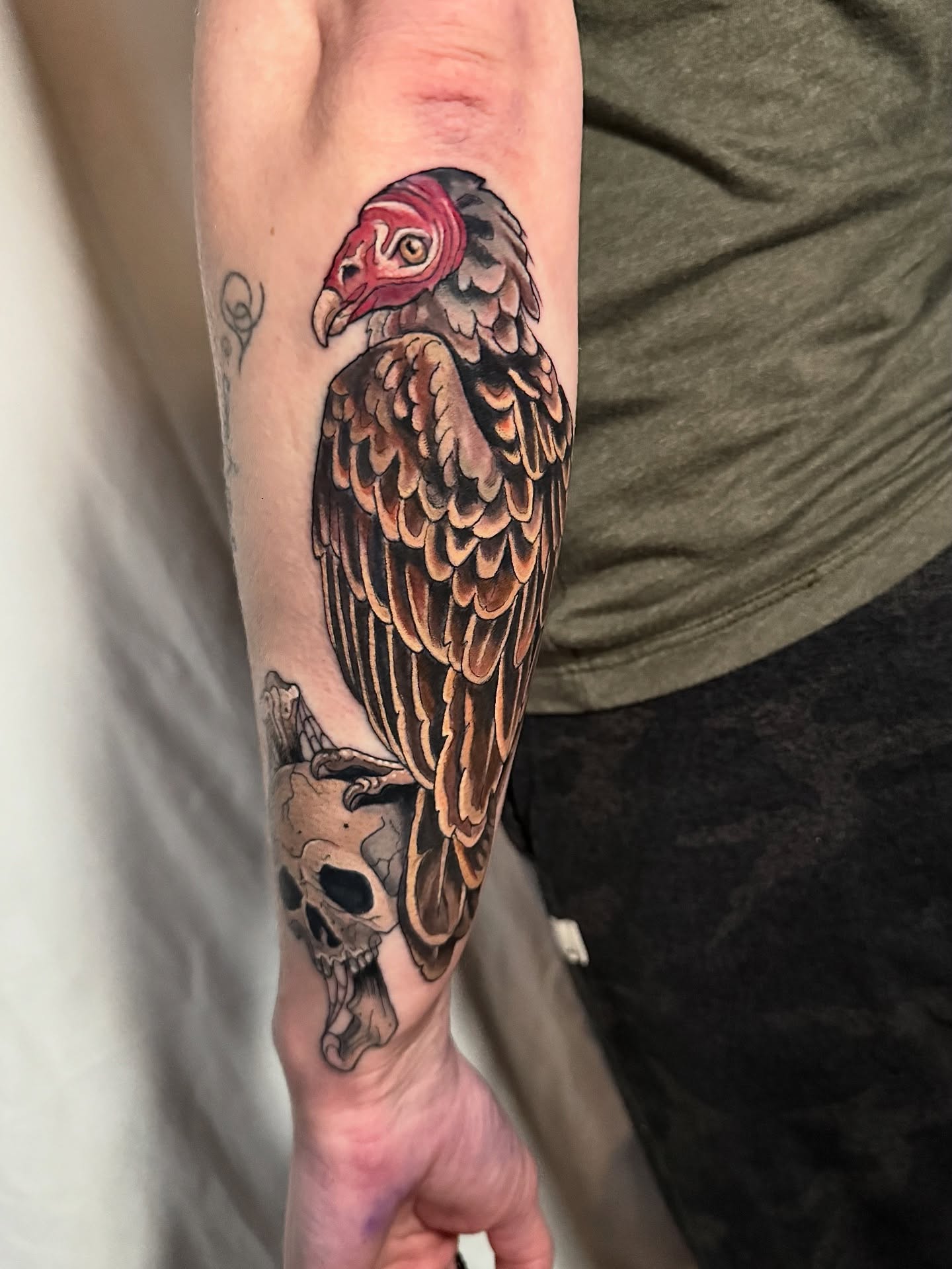 Vulture realism tattoo on the forearm by Sharon Healy