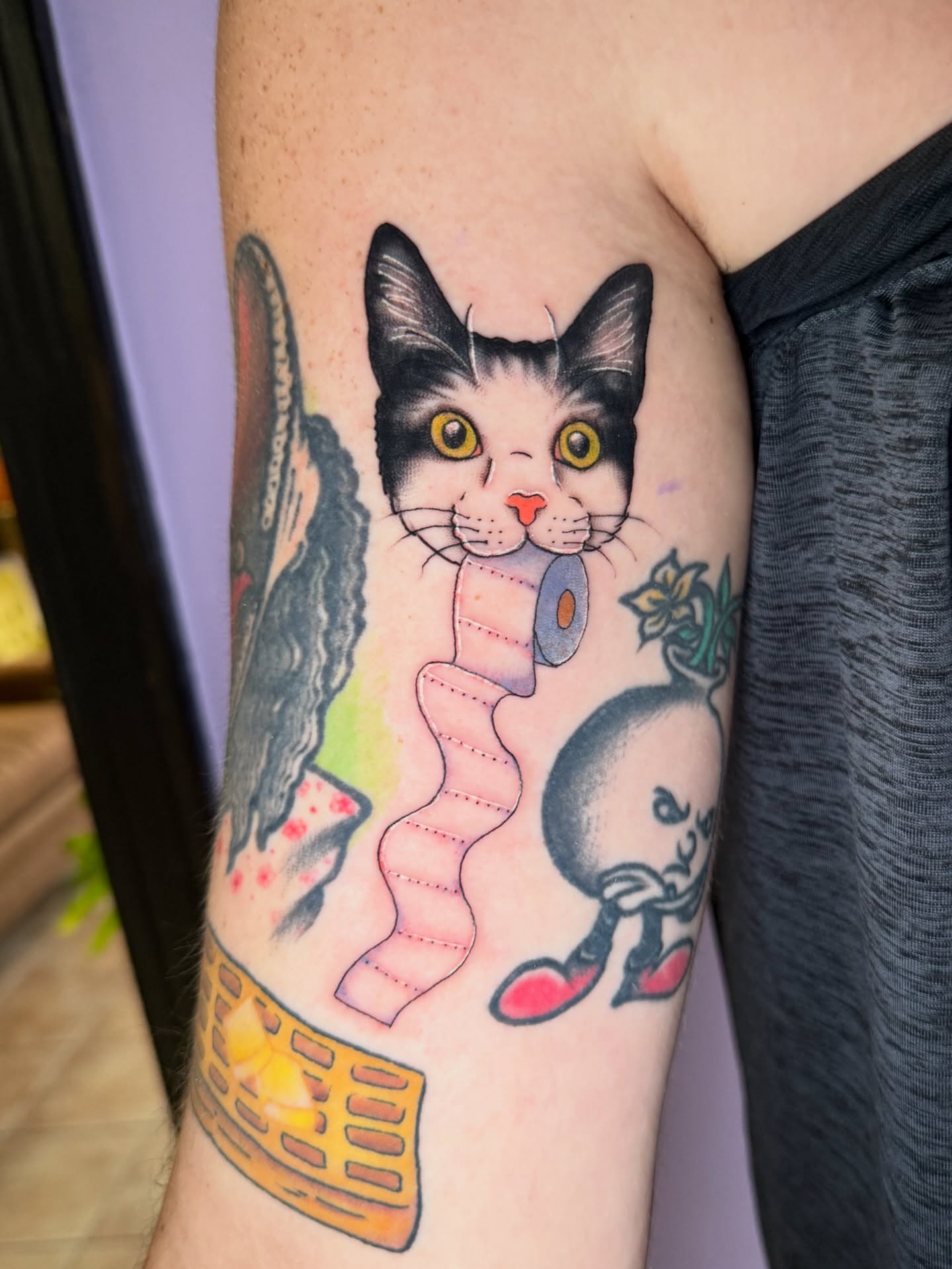 Cat realism tattoo on the forearm by 🍄Annie Burkhard🍄, Indianapolis, Indiana
