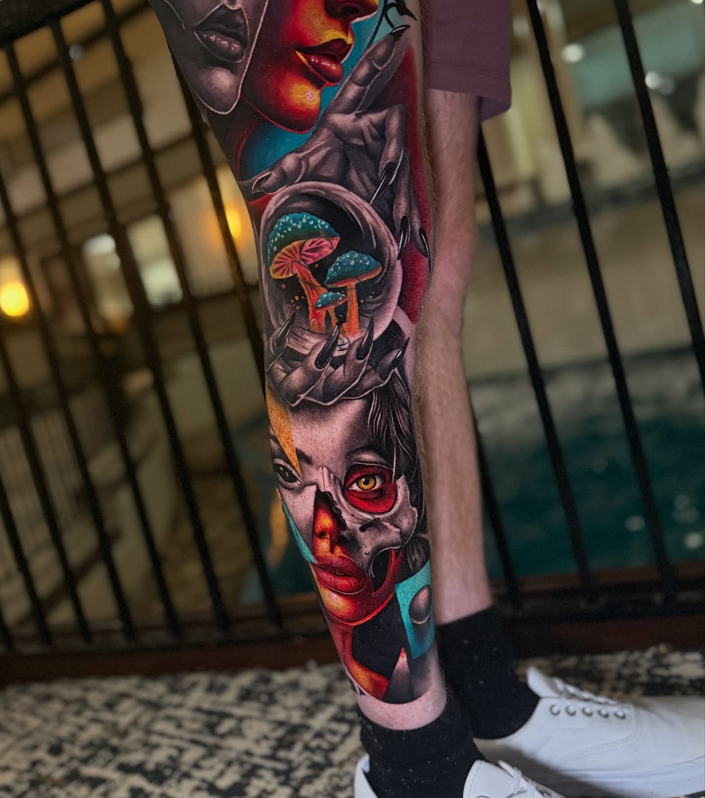 Abstract surrealism surrealism tattoo on the forearm by Miles Johnson