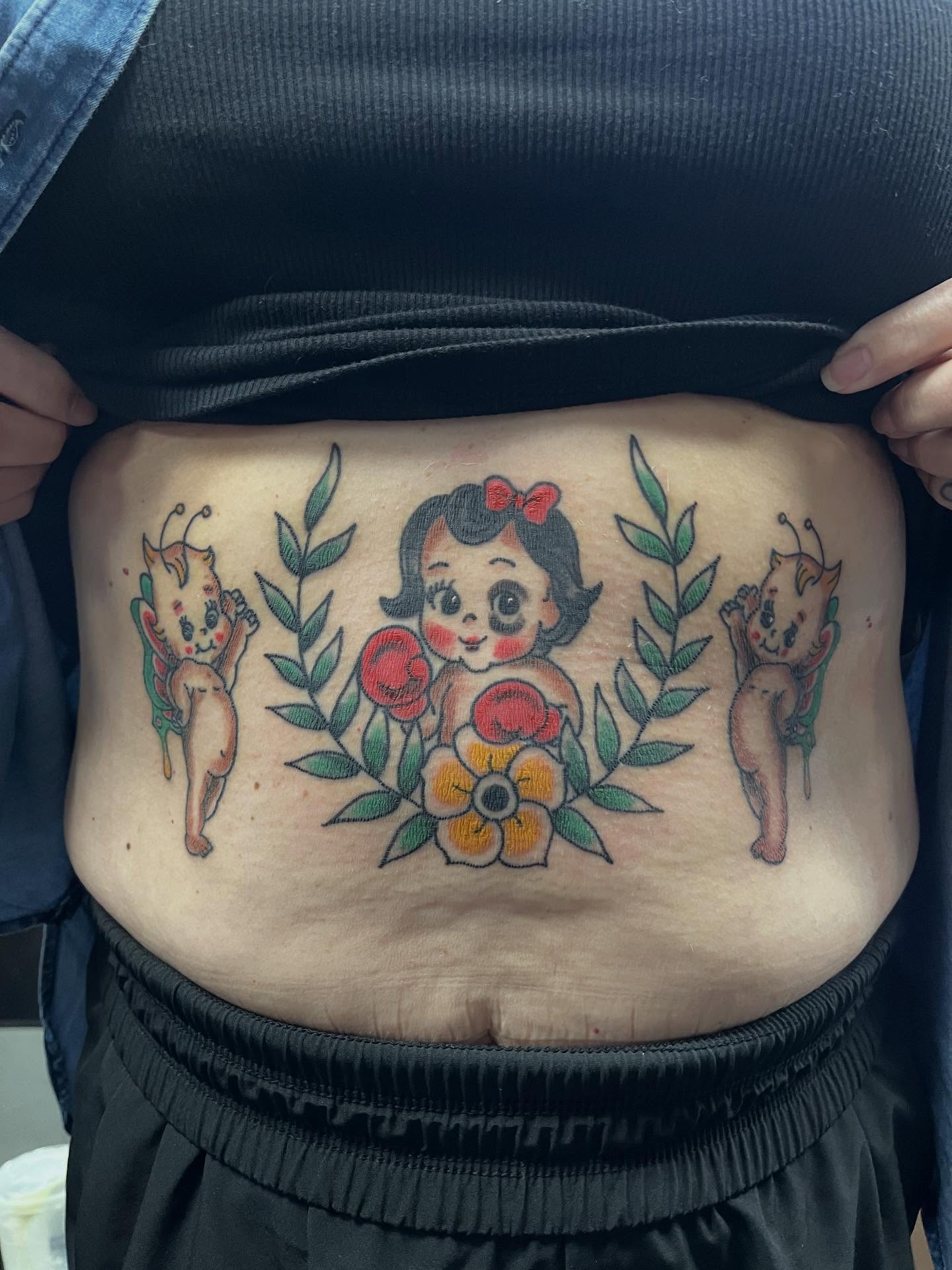 Kewpie doll American traditional tattoo on the torso by CRAIG B⛓️ Cincinnati Tattoo Artist