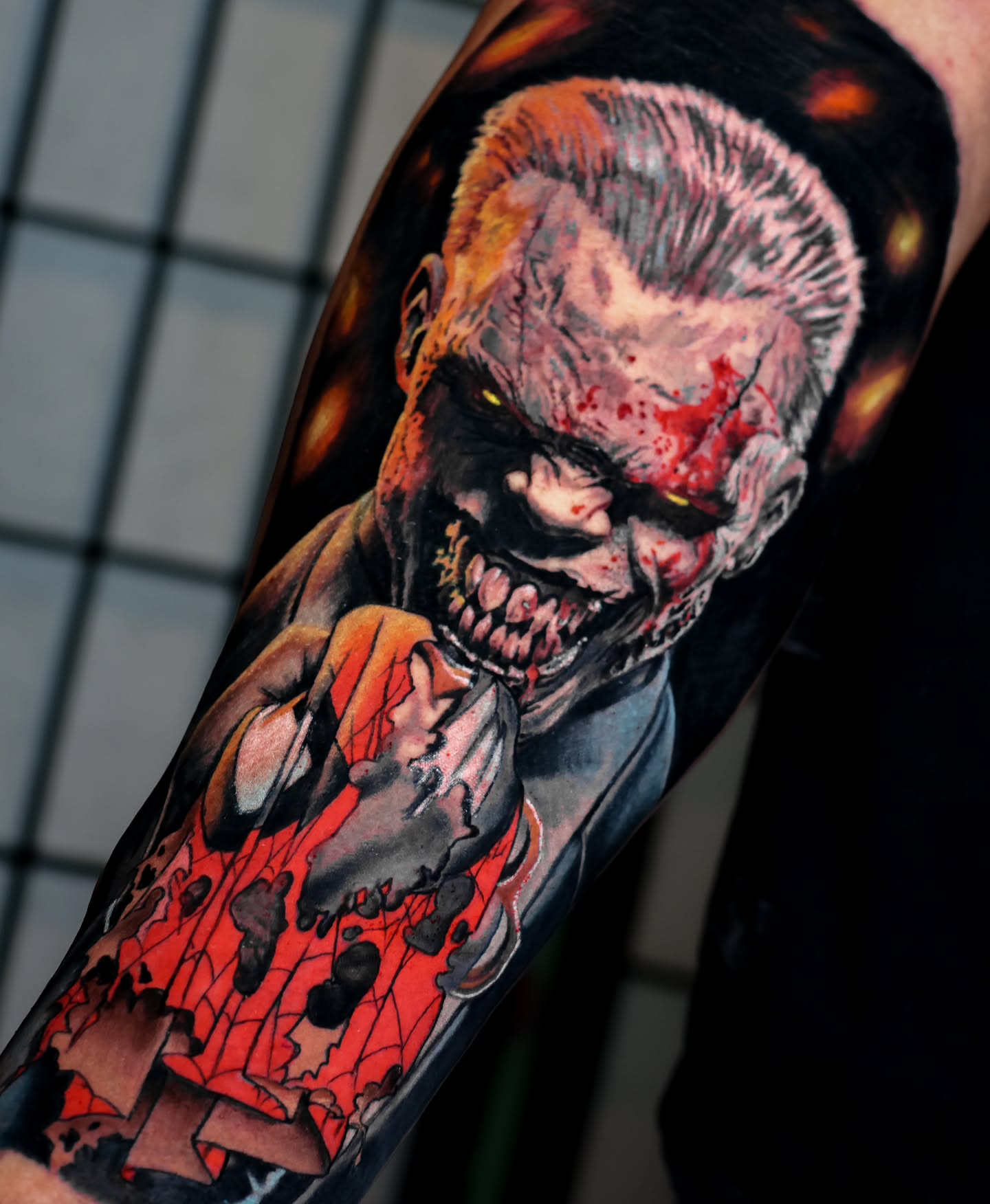 Zombie realism tattoo on the forearm by Ciani Holman