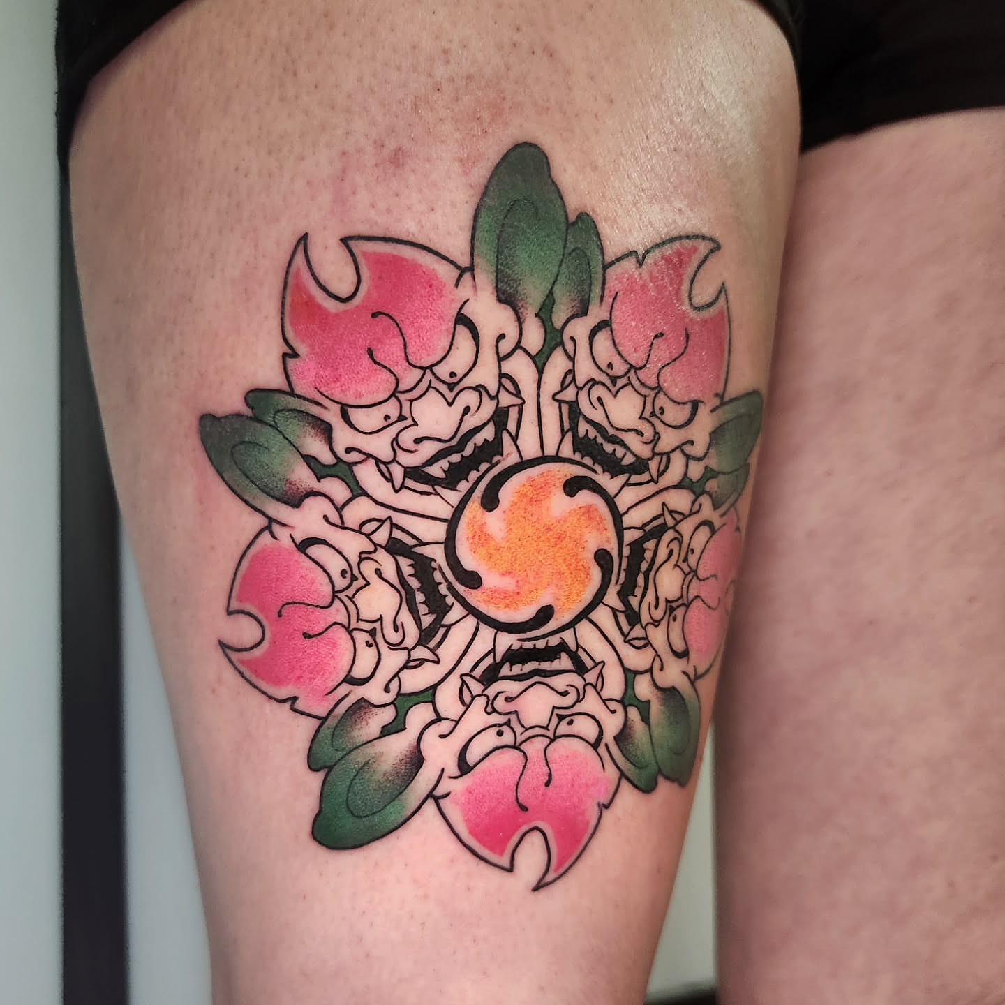 Tattoo by @dripping_moustache — dotwork, japanese_irezumi