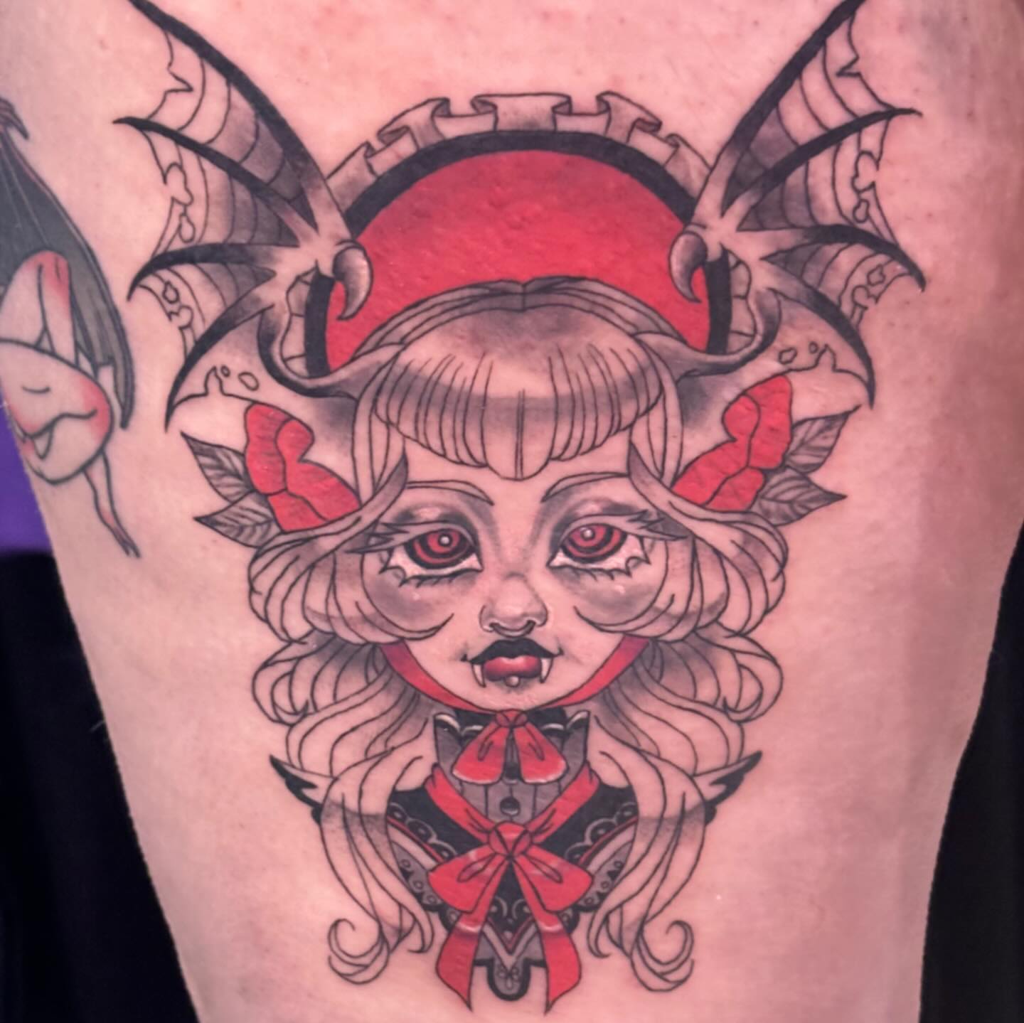 Tattoo by @pinbug — american_traditional, dark_realism