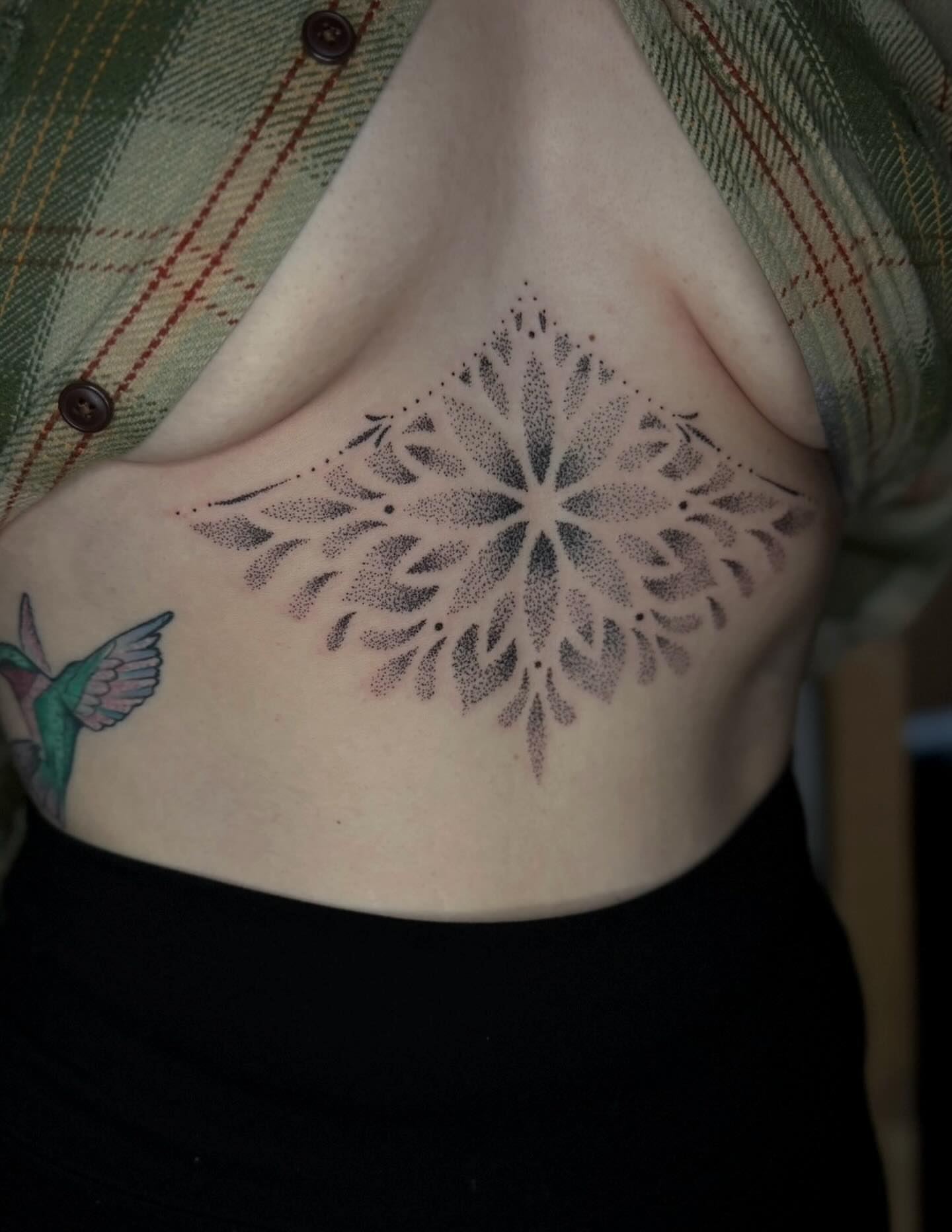 Snowflake dotwork tattoo on the ribs by Brandi 🕷, Mentor, Ohio
