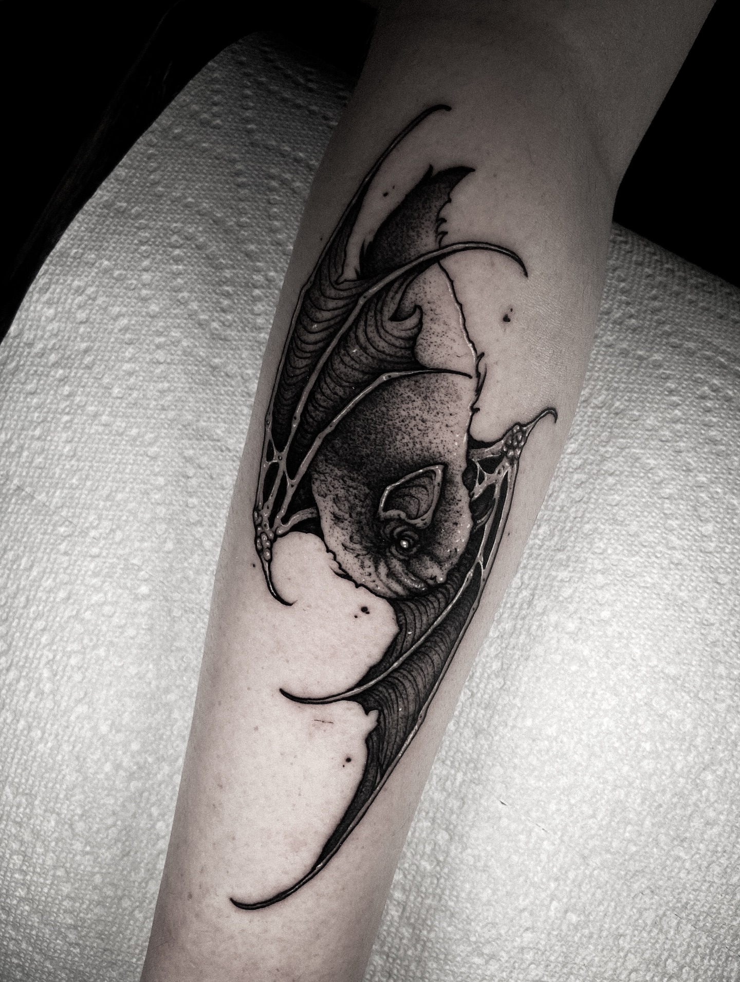 Tattoo by @bunche_tattoo — black_and_grey, dotwork