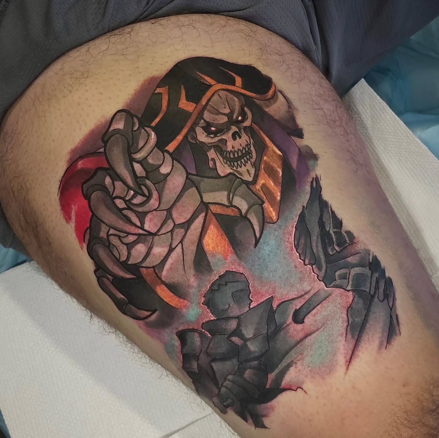 Skull warrior geometric tattoo on the thigh by Cody Gower Tattoo Artist