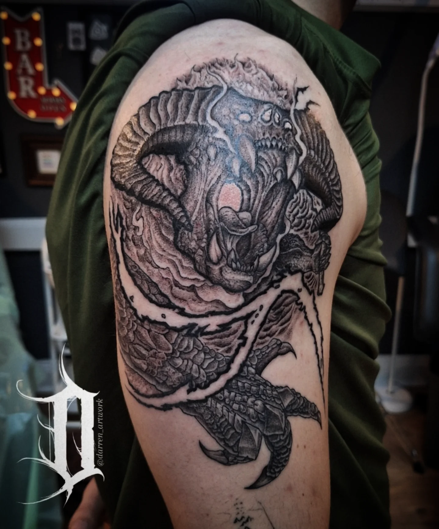 Tattoo by @darren_artwork — black_and_grey, realism