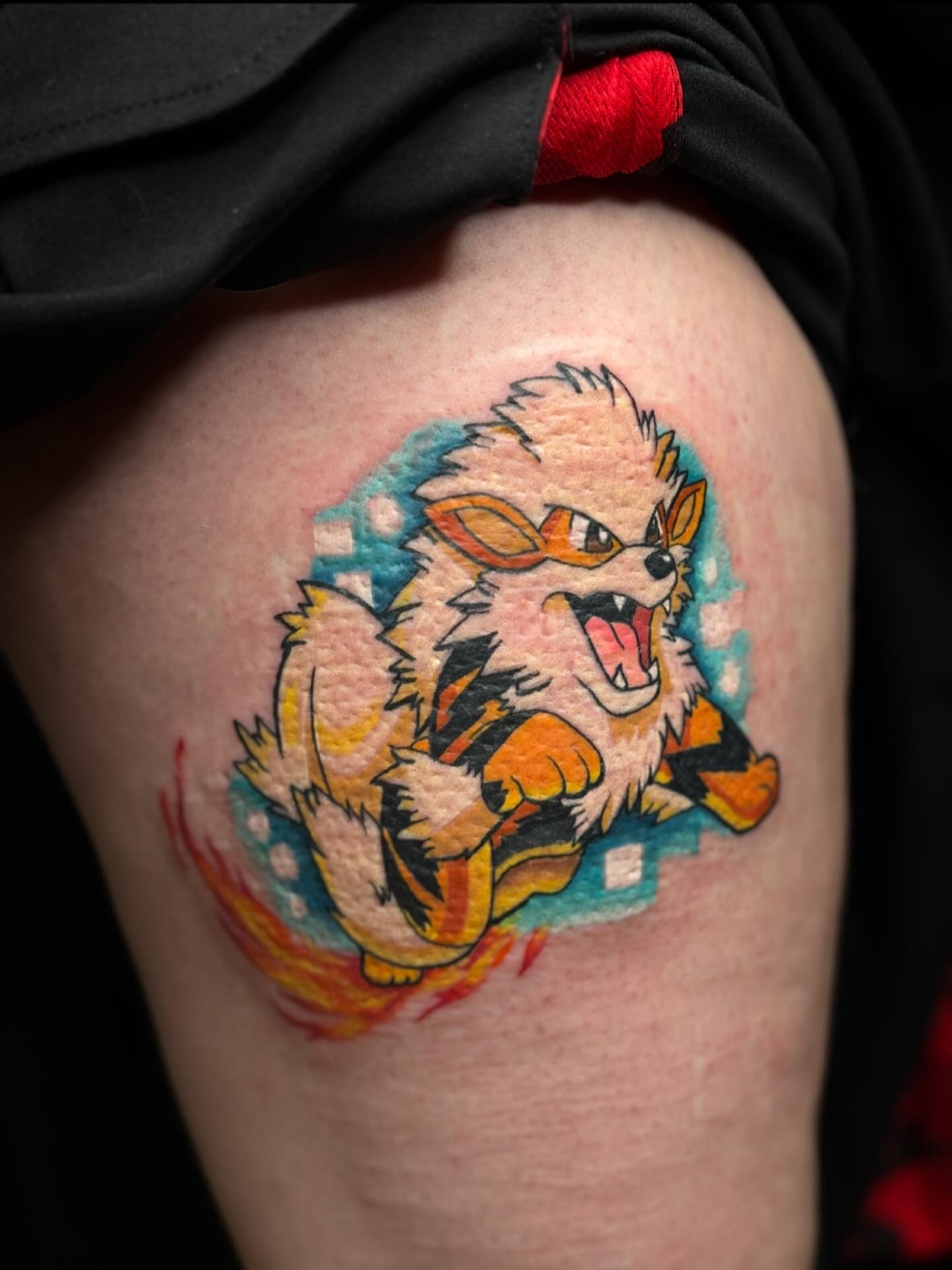 Ferret American traditional tattoo on the thigh by Ashley Hsiung *Panda*