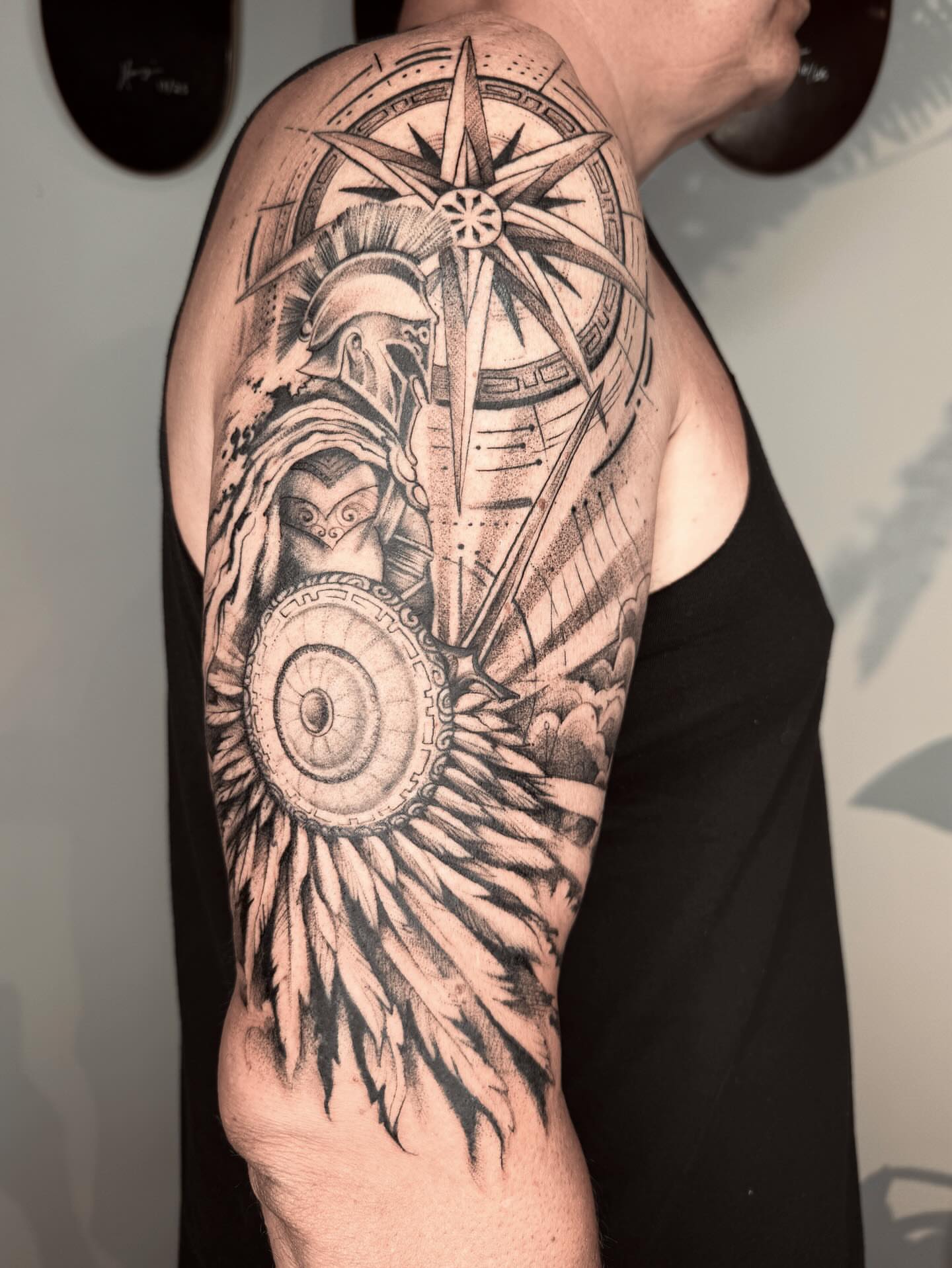 Tattoo by @slaubcreation — black_and_grey, dotwork
