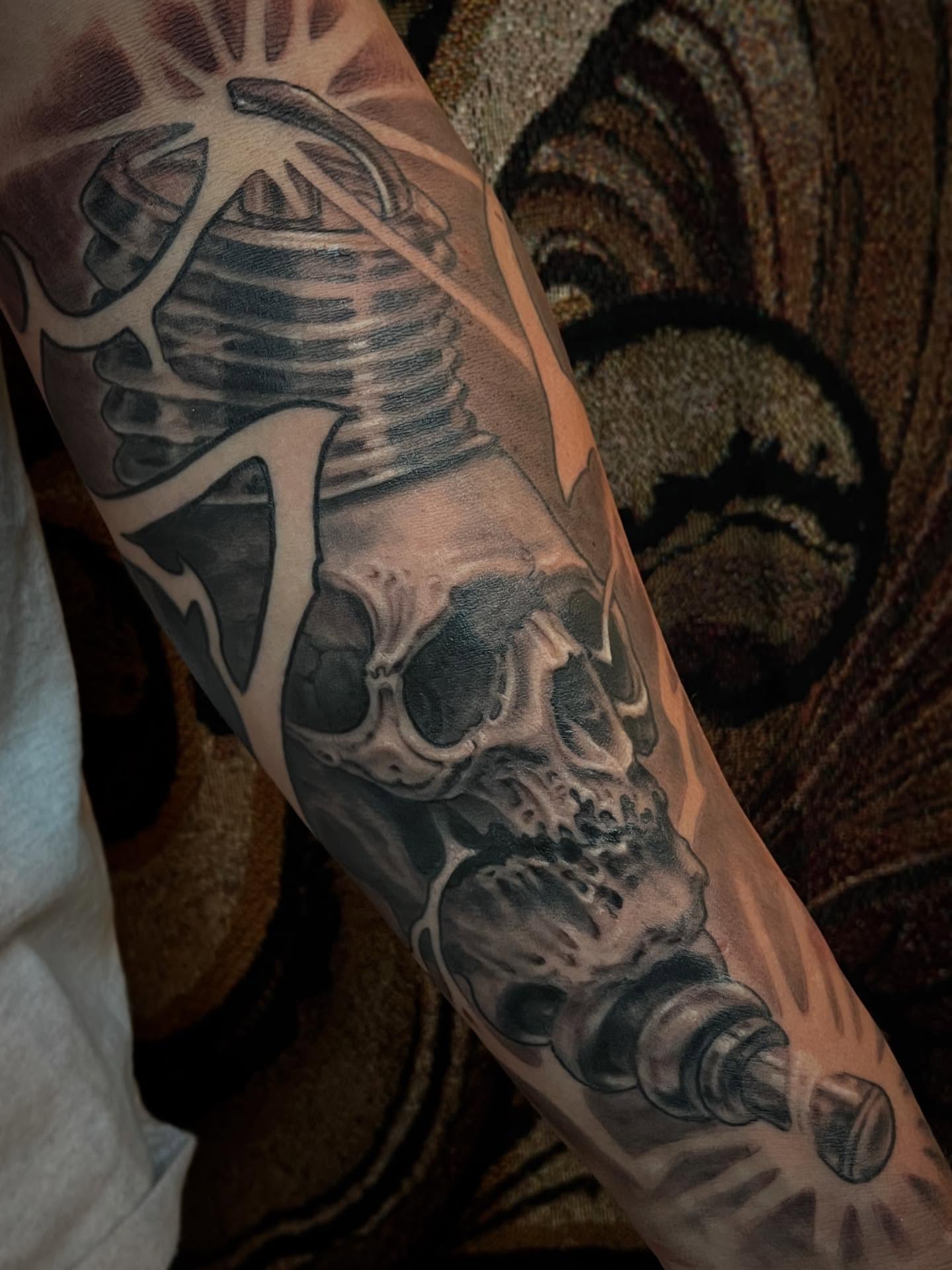 Tattoo by @evanmakesart — black_and_grey, realism