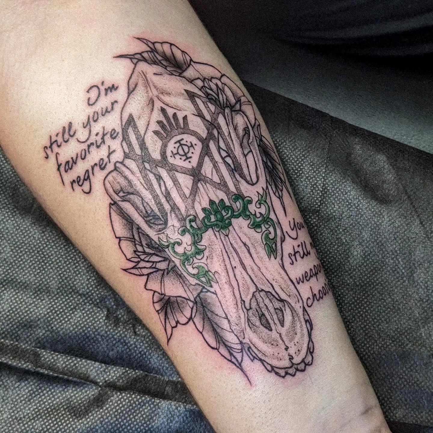 Skull realism tattoo on the forearm by robin ✨ portland tattoo artist