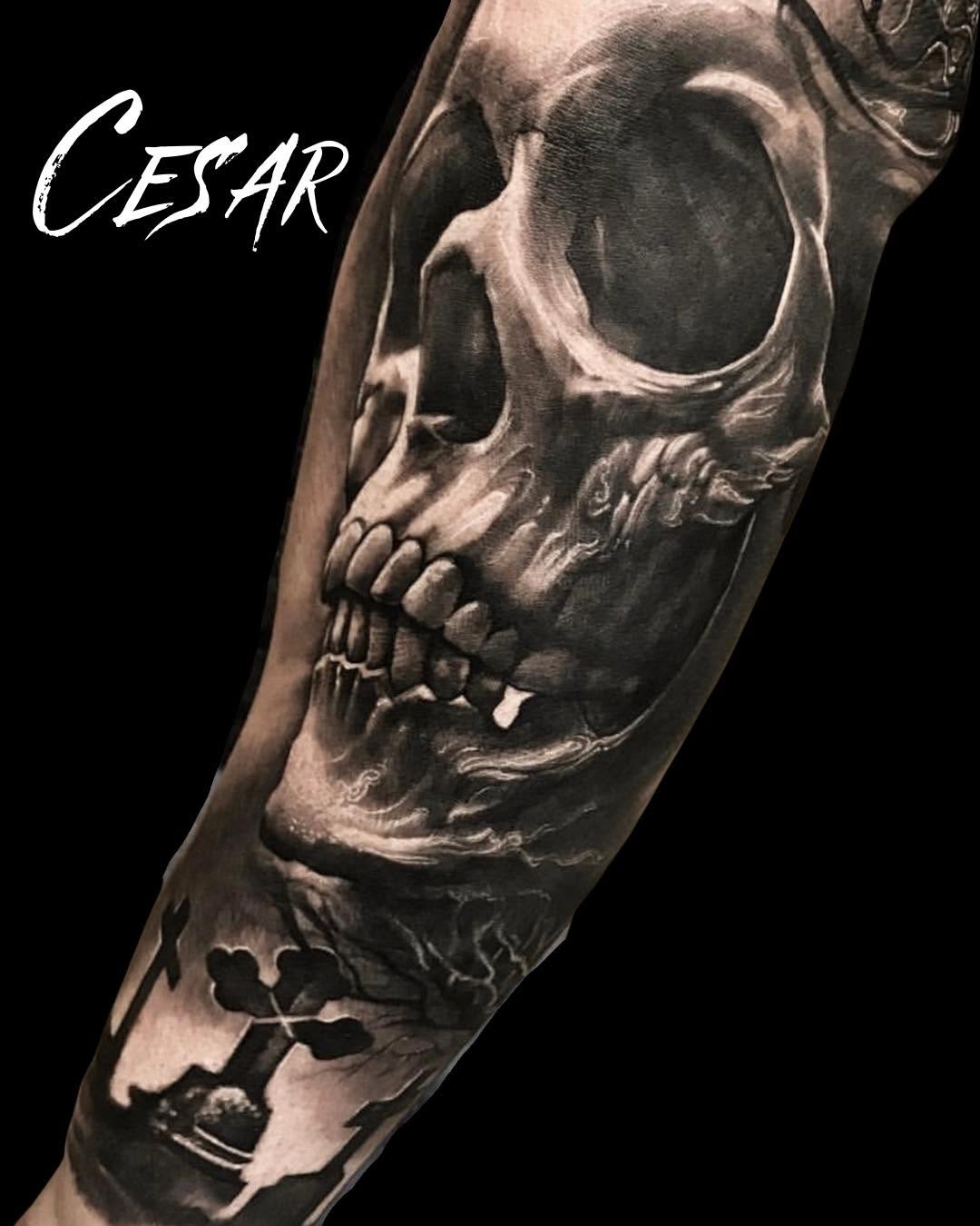 Tattoo by @tat2va — realism, black_and_grey