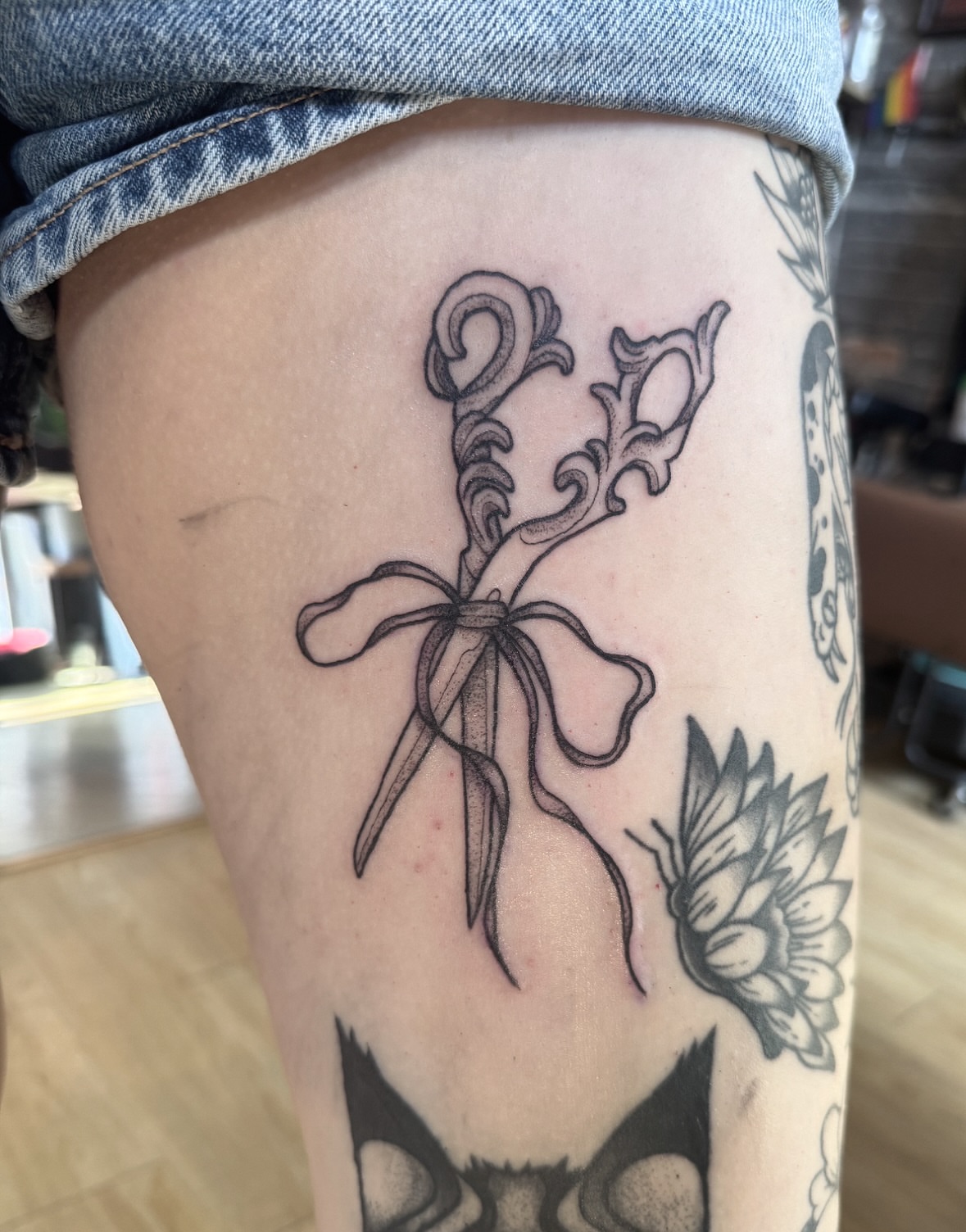 Tattoo by @nuclearhearttattoos — black_and_grey