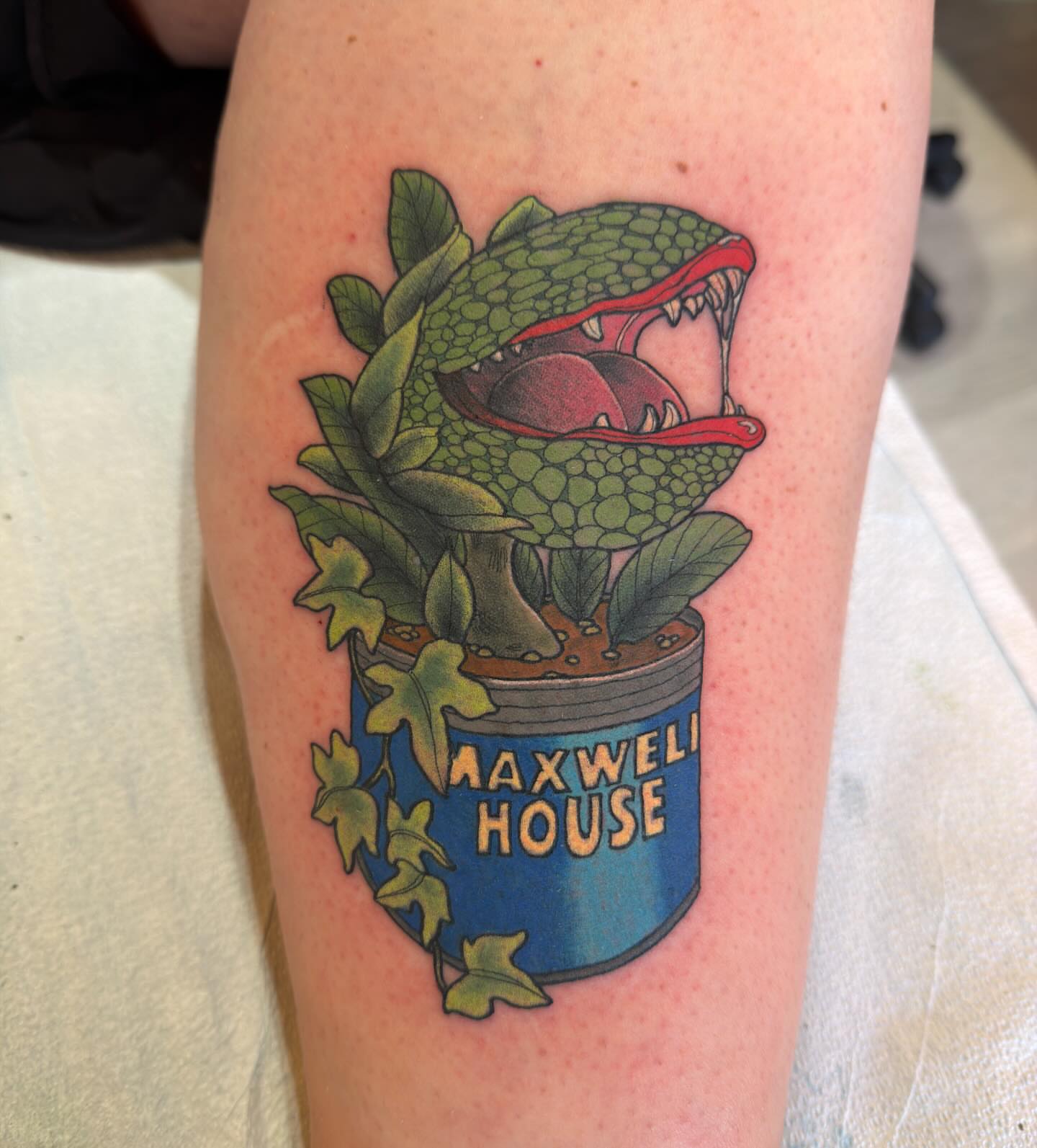 Plant monster American traditional tattoo on the forearm by Patrick Carroll