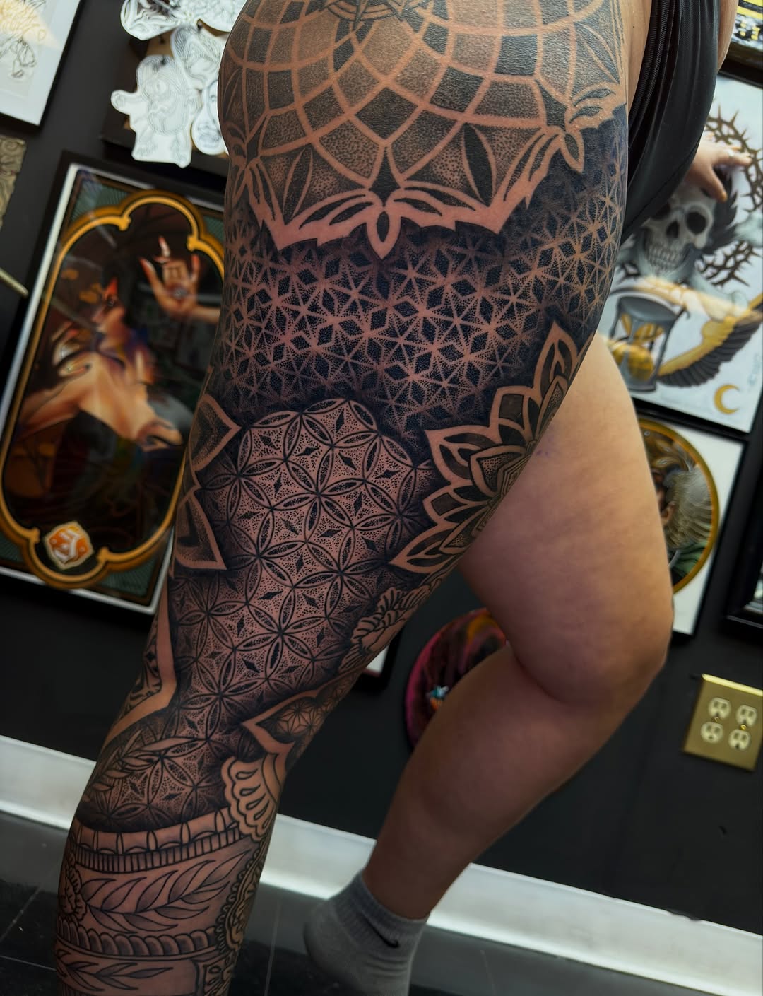 Tattoo by @jaws_the_artist — geometric, dotwork
