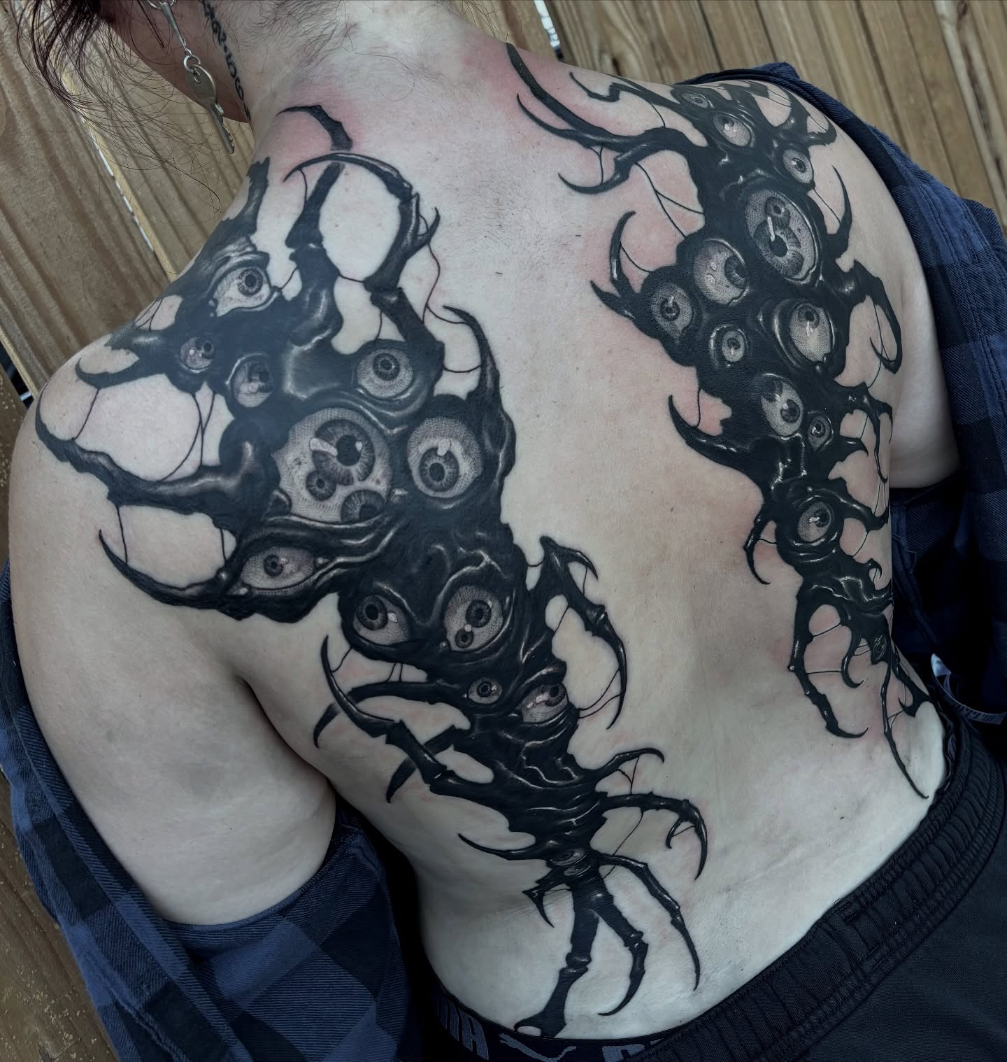 Tattoo by @bloodstonetattoos — black_and_grey, surrealism